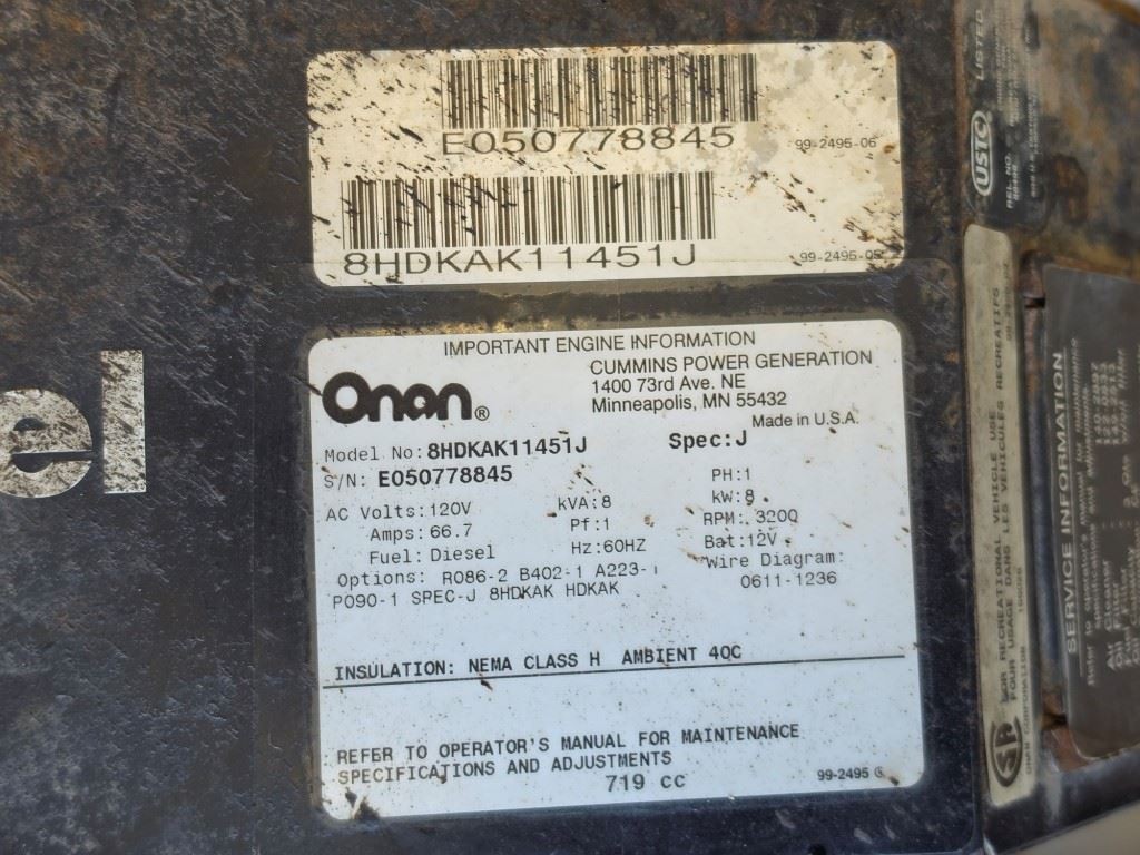 USED ONAN QD 8000 RV GENERATOR from 06 TROPICAL Diesel Pusher RV VIDEO Ship
