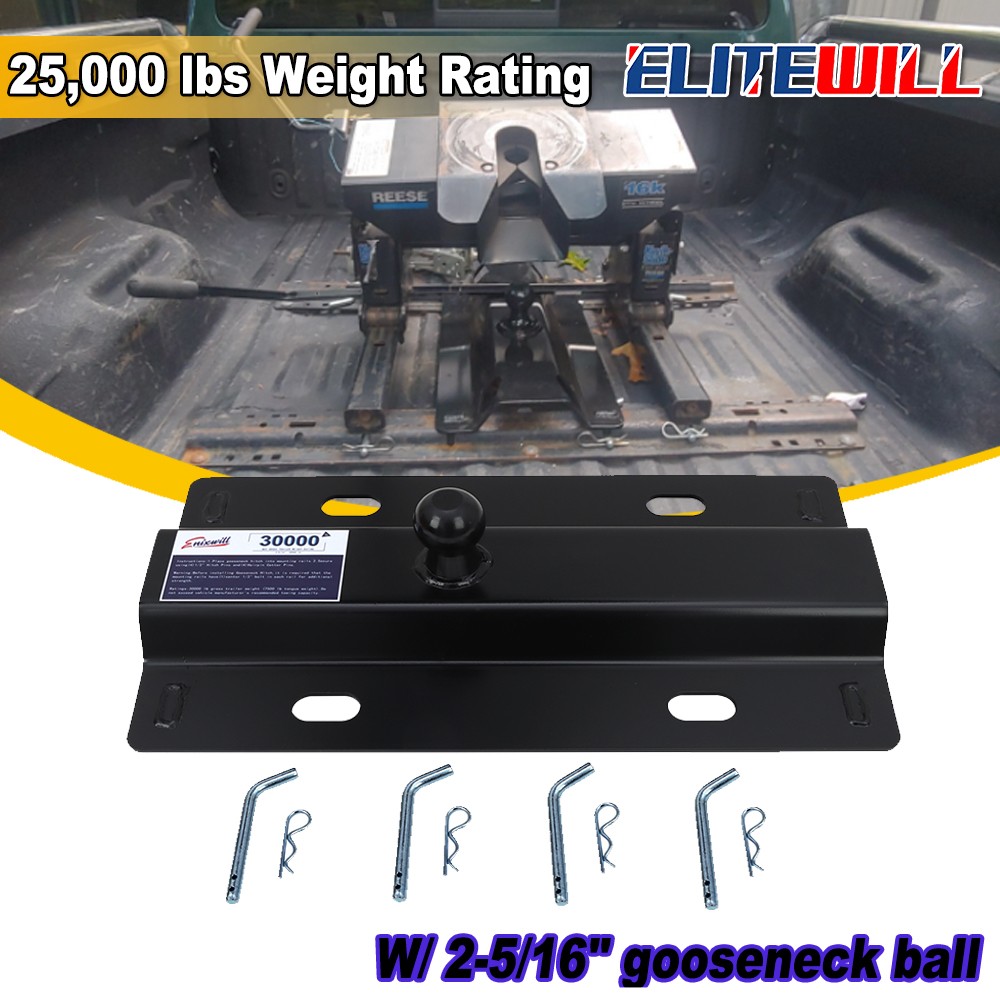 Gooseneck Ball Bent Plate for 5th Wheel Rails Hitch w/ 2-5/16″ Trailer Ball