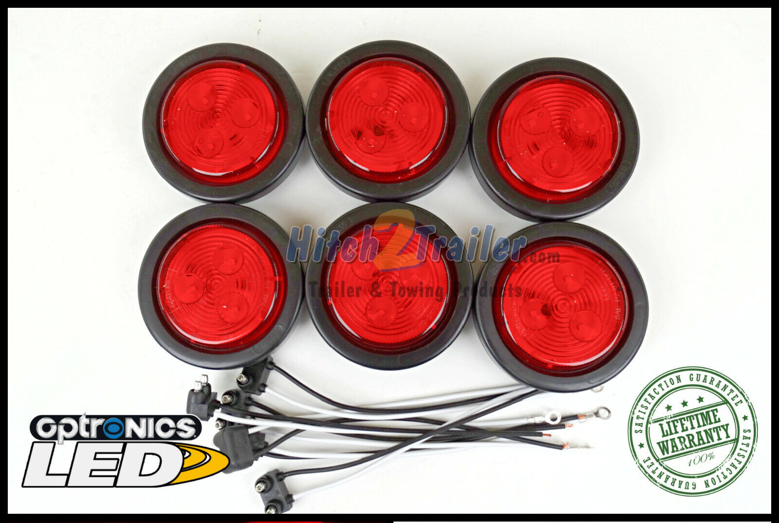 (6) Red LED Light Trailer 2-1/2″ round Grommet mount Clearance 2.5″ Optronics