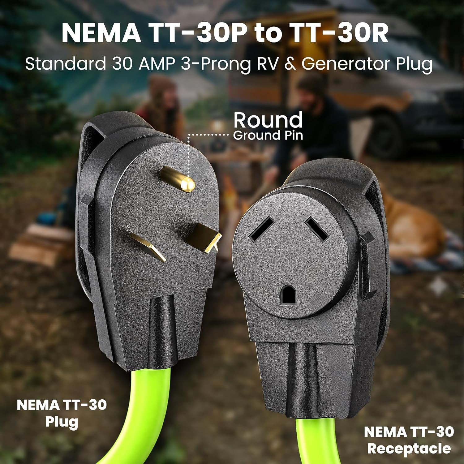 50 Ft 30 Amp RV Extension Cord – Waterproof NEMA TT-30 Heavy Duty Power Solution