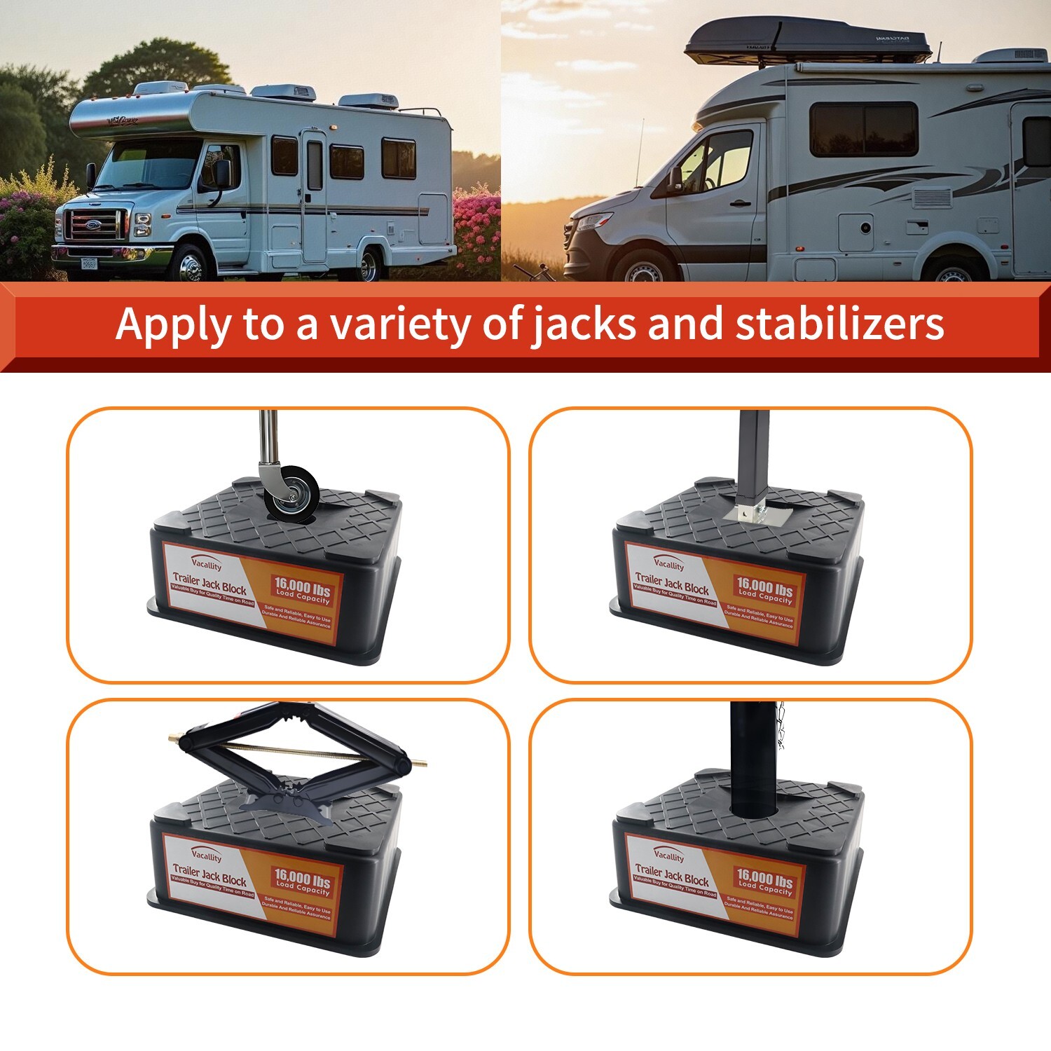RV Truck Jack Block, 1 Pack, Up to 15,000 lbs, For 5th Wheel,Scissor Stabilizer