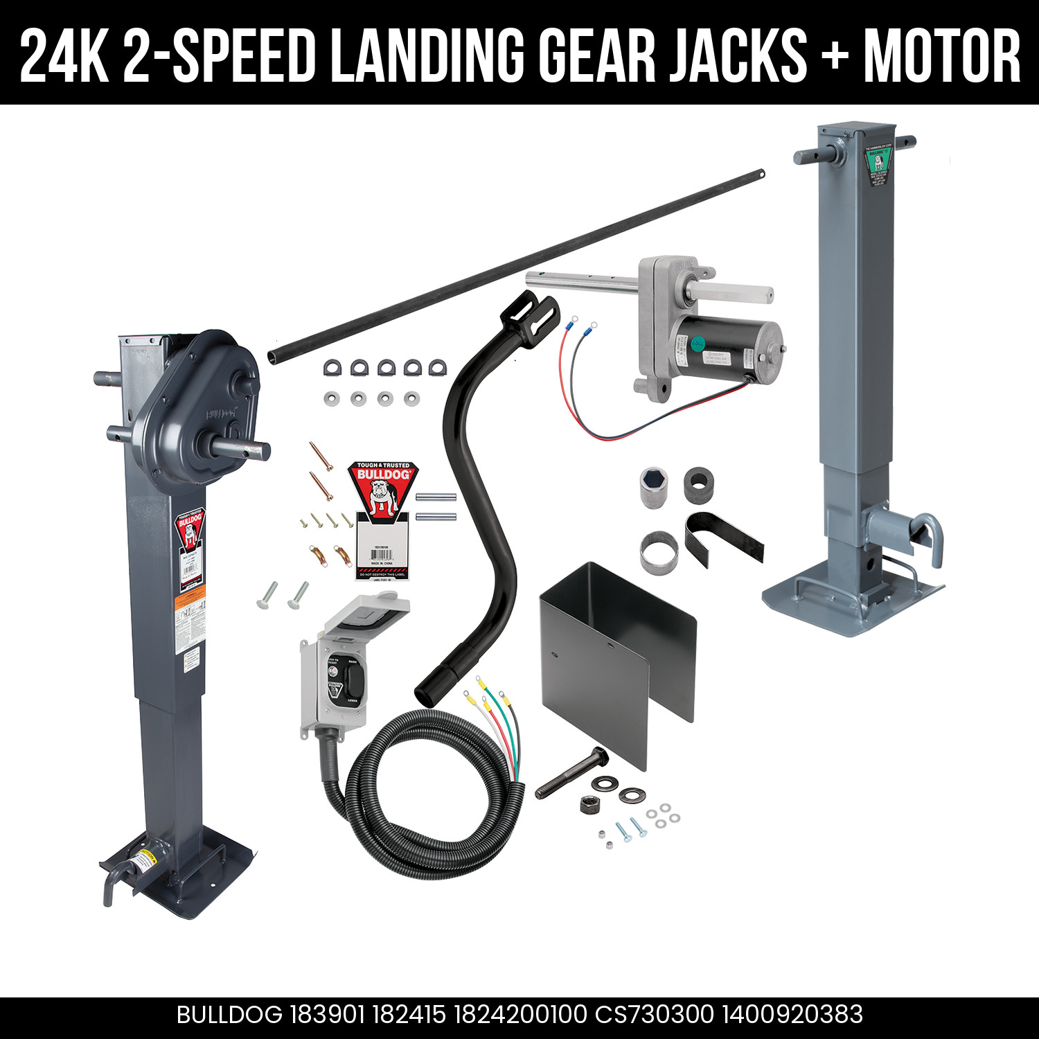 Bulldog 24K Electric Landing Gear Set with Traditional Gearbox & Manual Crank