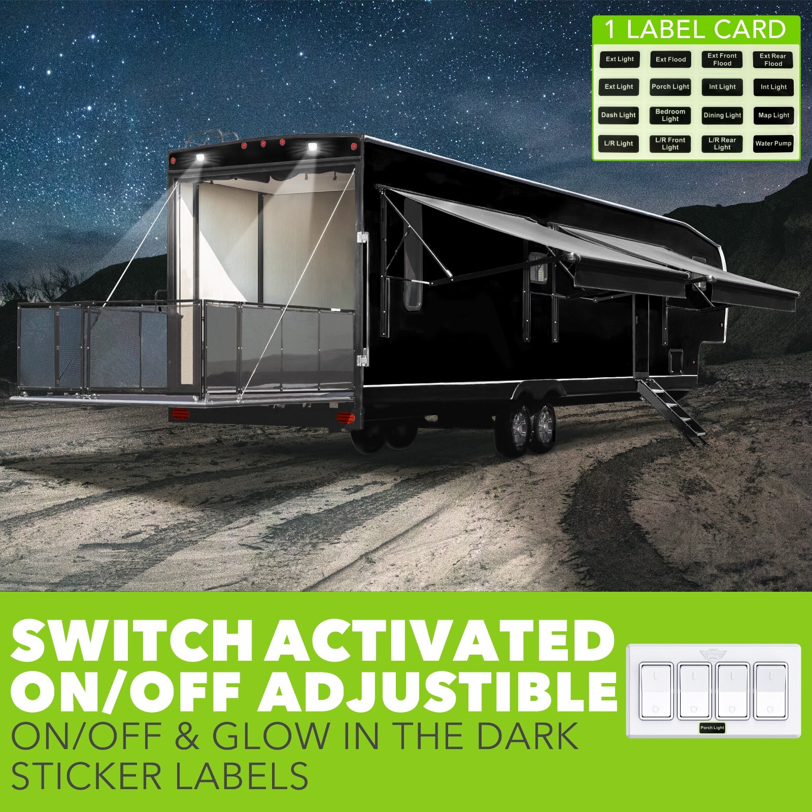 Single 4-Gang On-OFF 12 volt White Light Switch – RV Camper Trailer Marine Boat