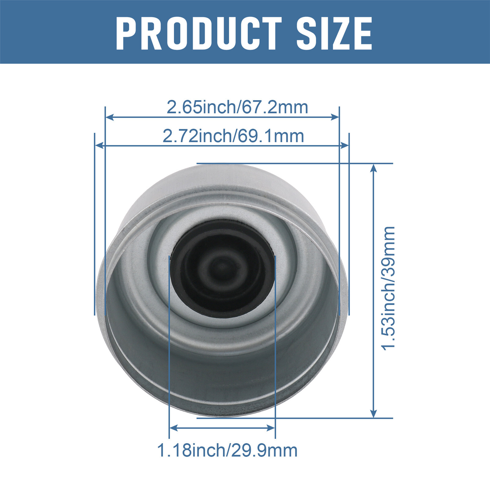 4PCS 2.71-2.72 Trailer Axle Dust Cap Cup Grease Cover RV Camper EZ Lube JDMSPEED