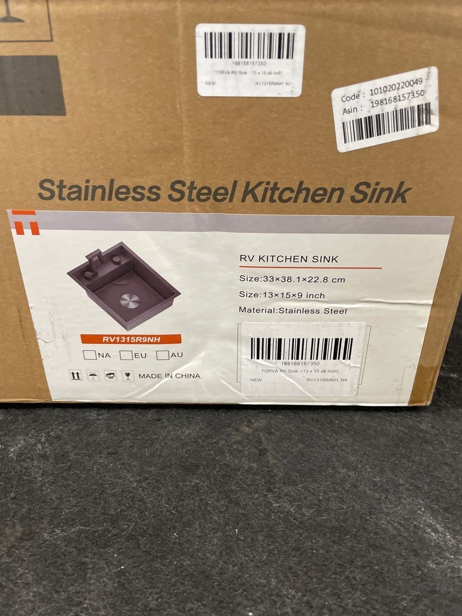 TORVA RV1315R9NH RV Kitchen Sink 13x15x9″ Undermount Bar Sink, Stainless Steel*