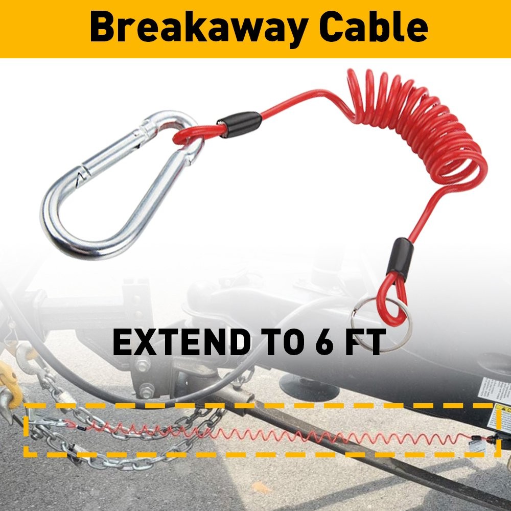 1-10 Trailer Breakaway Cable 6ft Coiled Spring Wire Anti-Lost Towing Safety Rope