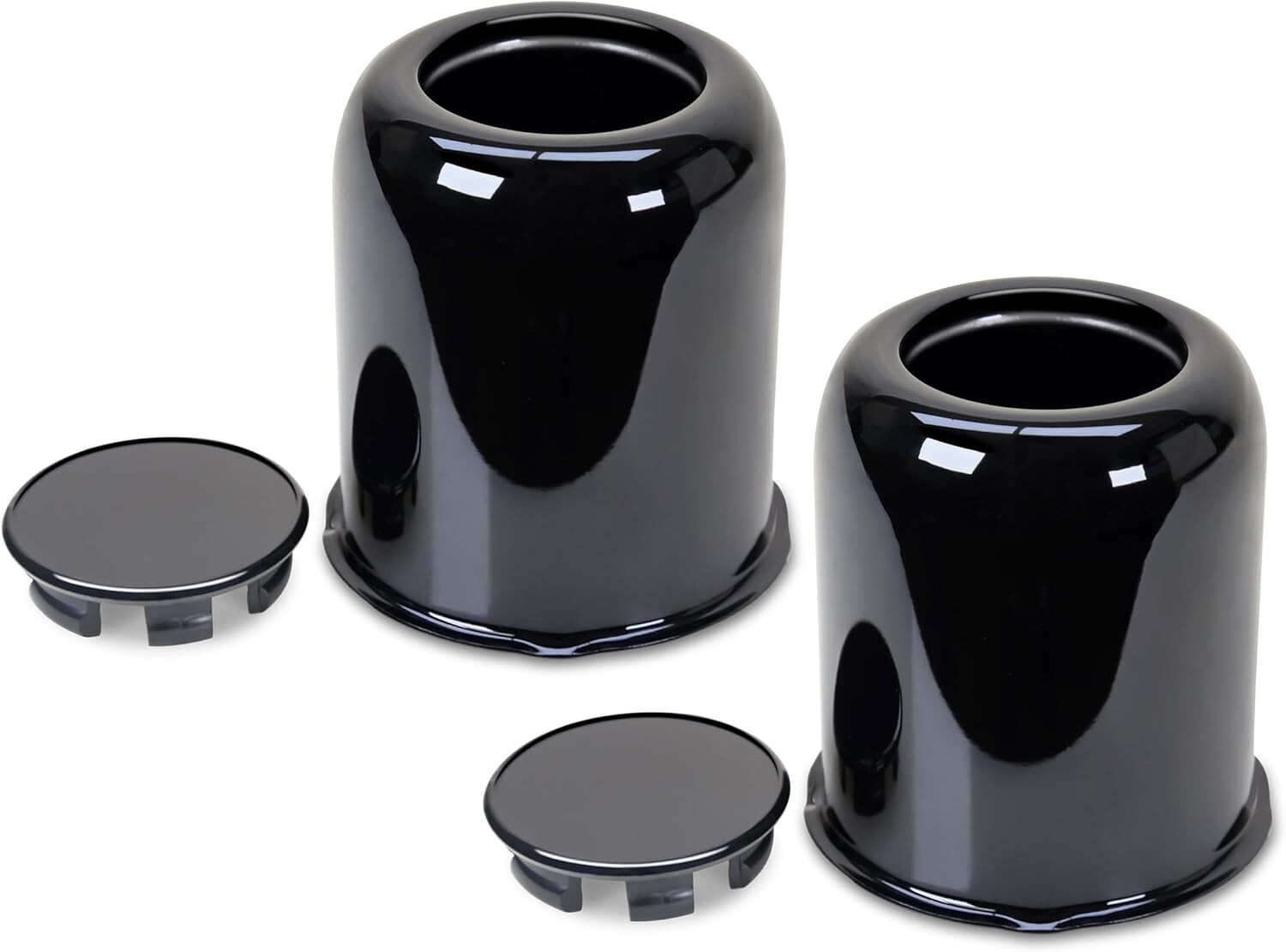 LIBRA Trailer Wheel Center Caps 3.19″ Stainless Steel Black ,Set 2-27072