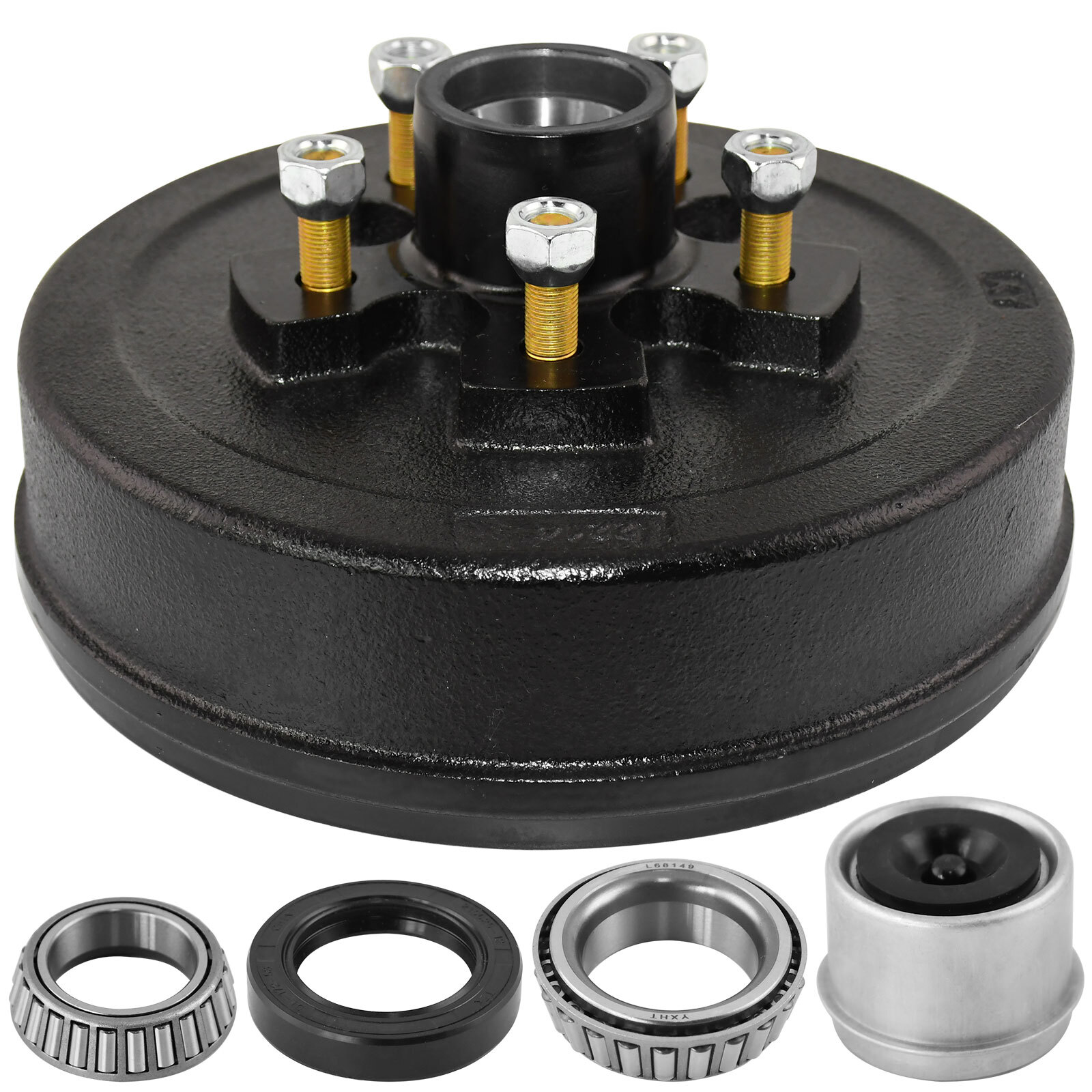 8x Trailer 5 on 5 Hub Drum Kits with 10″x2-1/4″ Electric Brakes For 3500lb Axle
