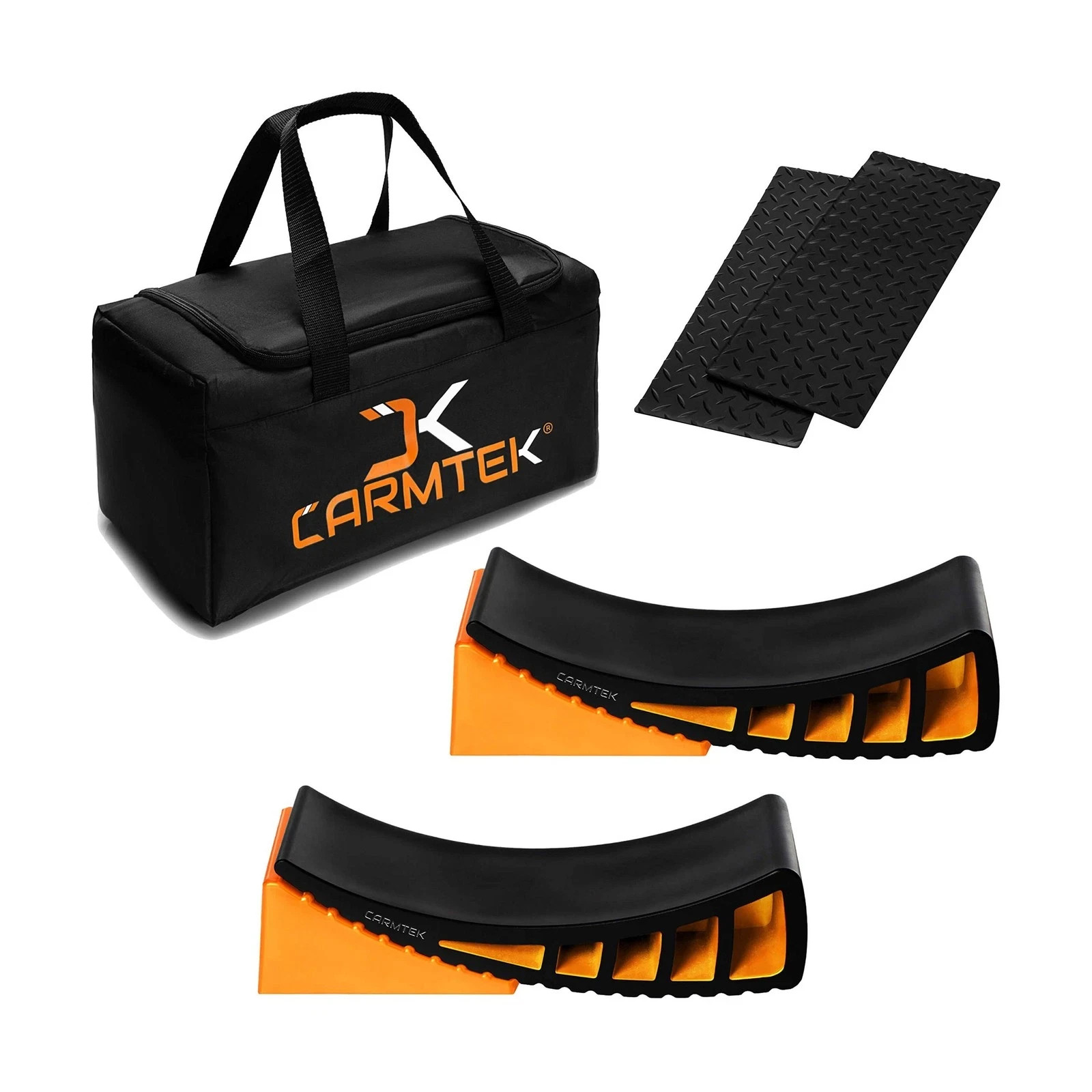 CARMTEK Camper Leveler Premium Kit | Fit Curved RV Levelers with Wheel Chocks