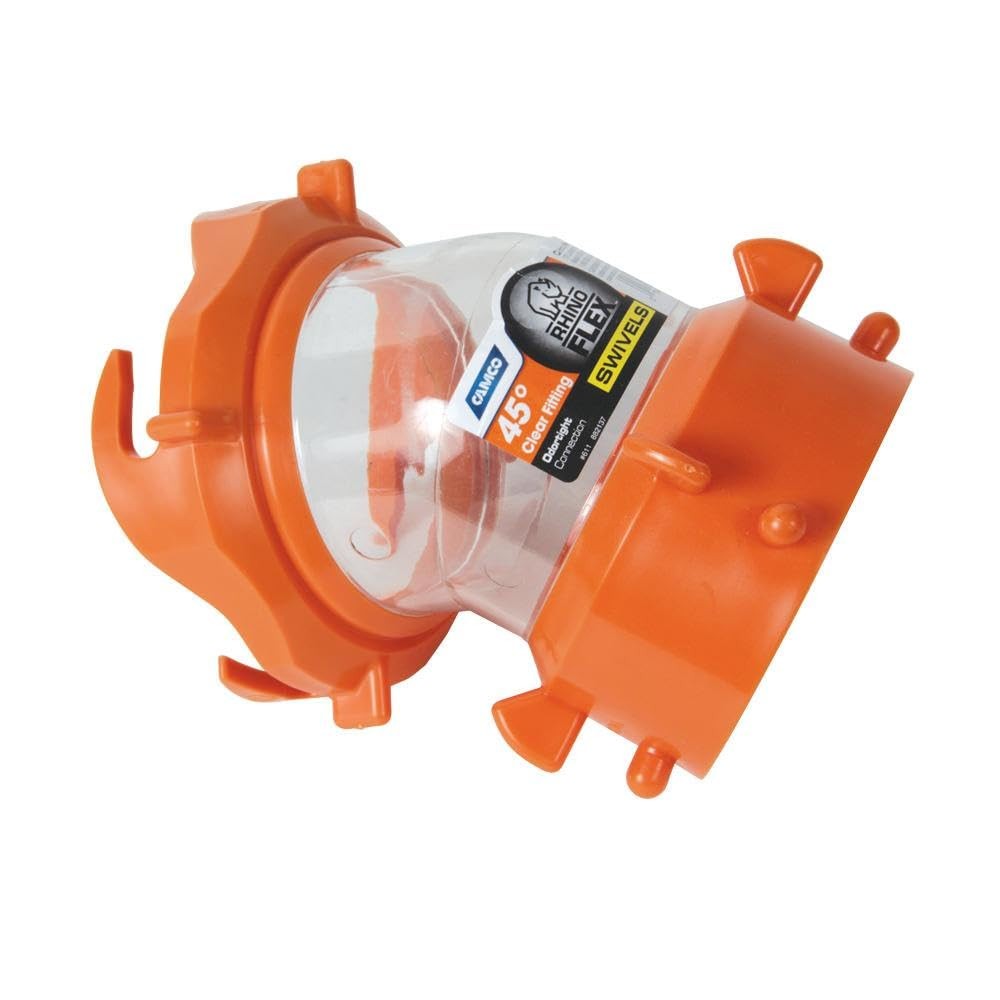 Camco RhinoFLEX Clear 45-Degree Camper/RV Sewer Hose Swivel Fitting, 39847