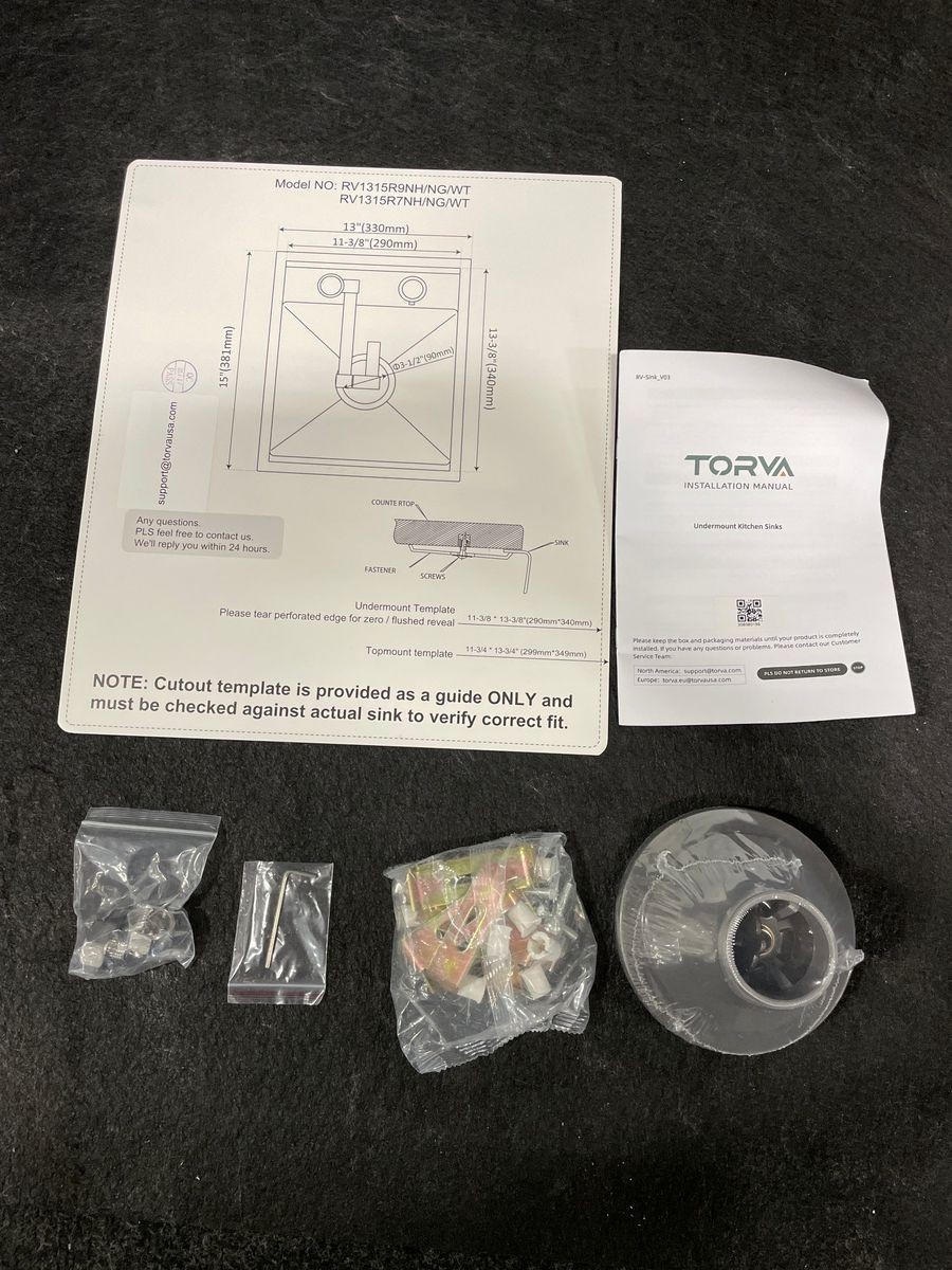 TORVA RV1315R9NH RV Kitchen Sink 13x15x9″ Undermount Bar Sink, Stainless Steel*
