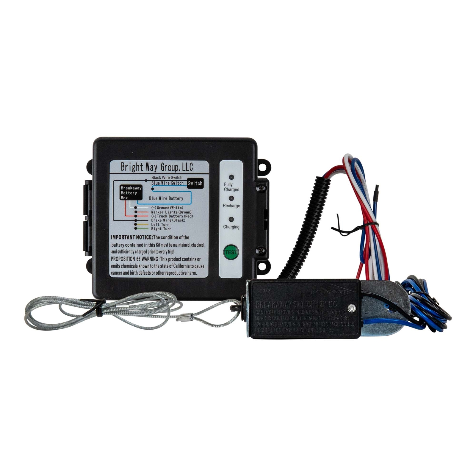 Trailer Electric Brake Wiring Kit – 12V Breakaway Kit, 7-Way Plug, 6-Way Cable