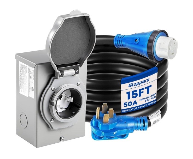 15′ Power Supply Cord For Marine Shore ED-501R 50A 125/250V Cord Only