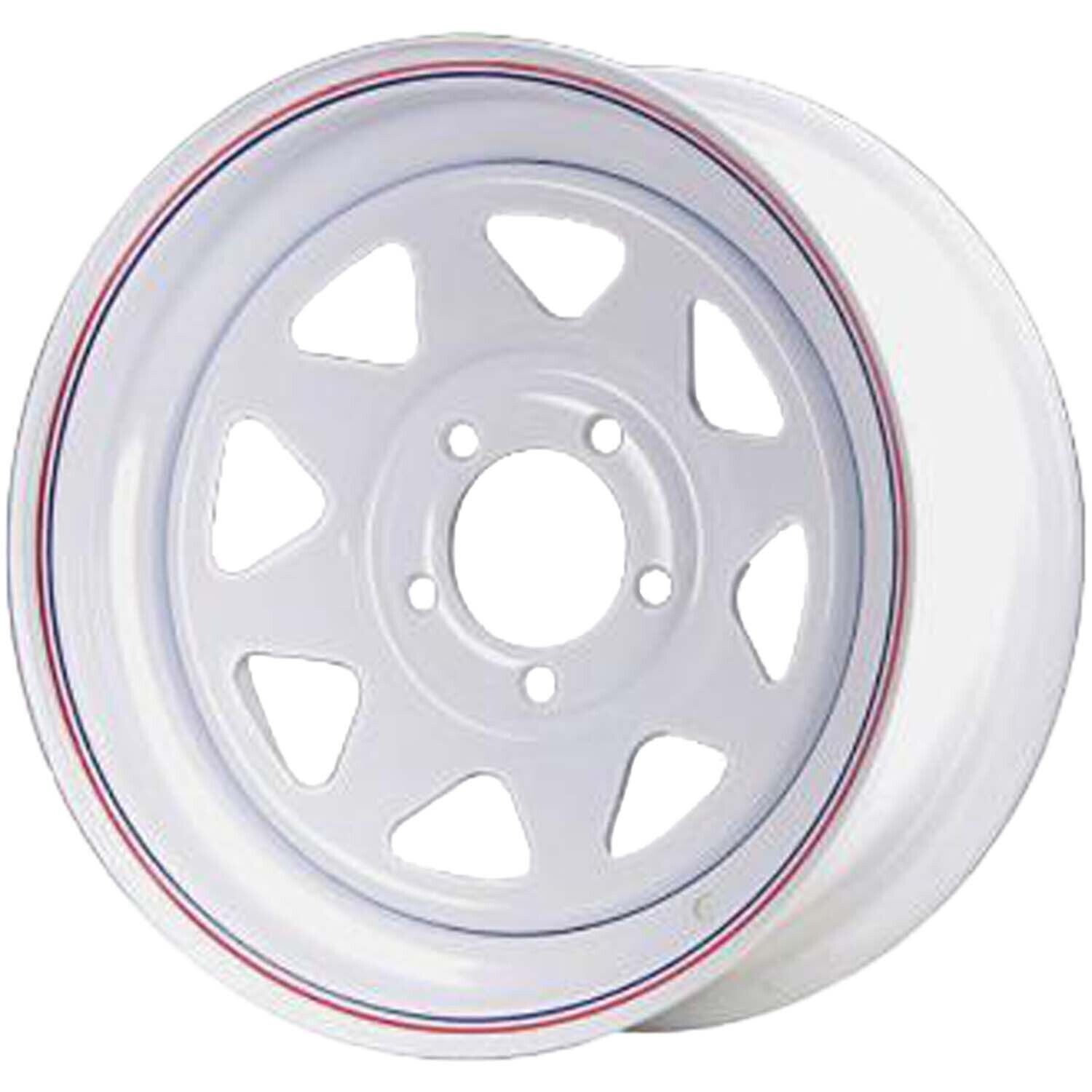 Carlisle 15×6 5 on 5 Spoked Steel Trailer Wheel – White with Pin Stripes