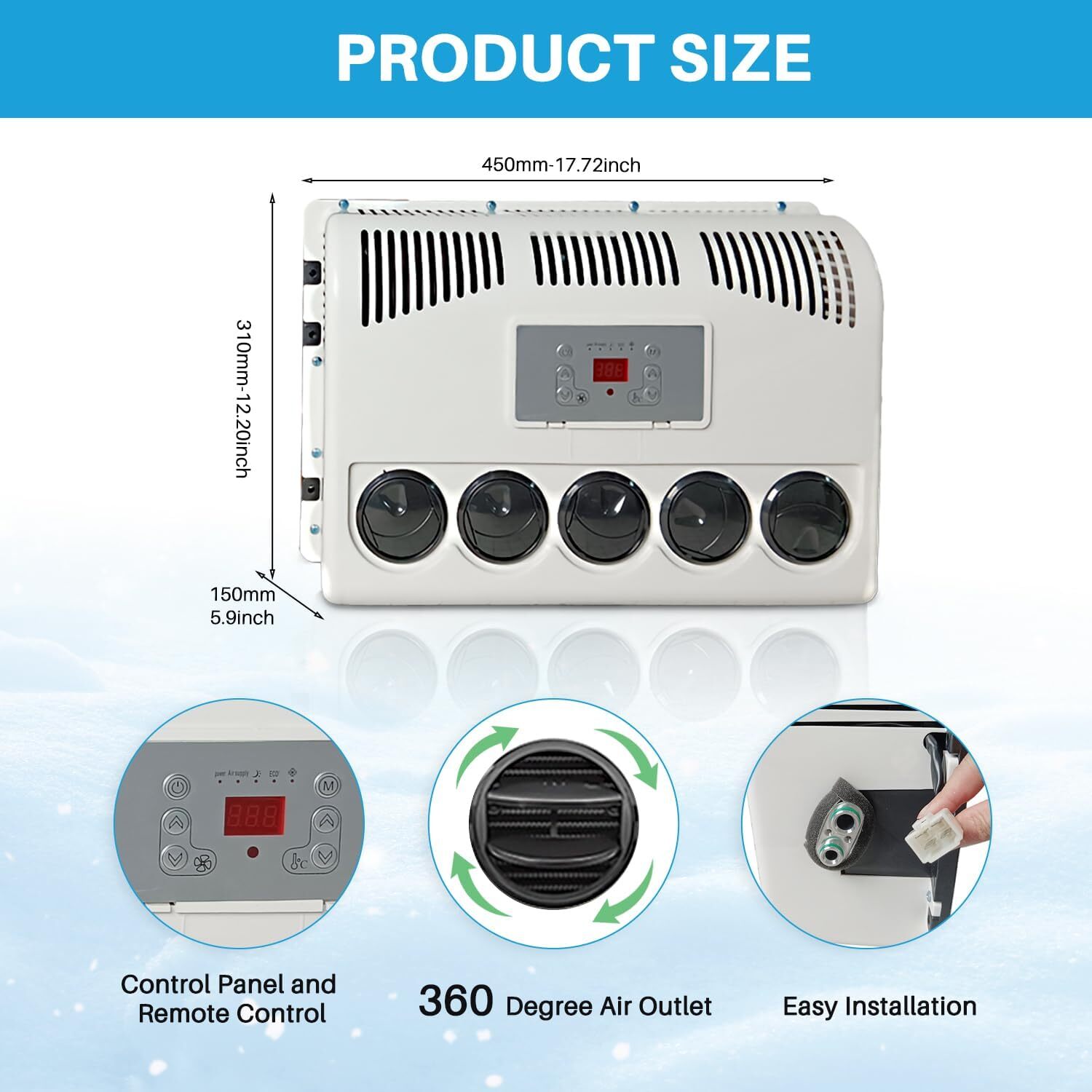 Treeligo 12V 10000BTU Electric Truck Air Conditioner Park Unit for Tractor Car