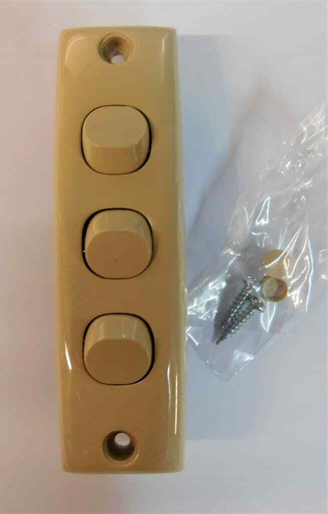 Motorhome caravan boat horsebox Clipsal electrics beige triple Architrave Switch