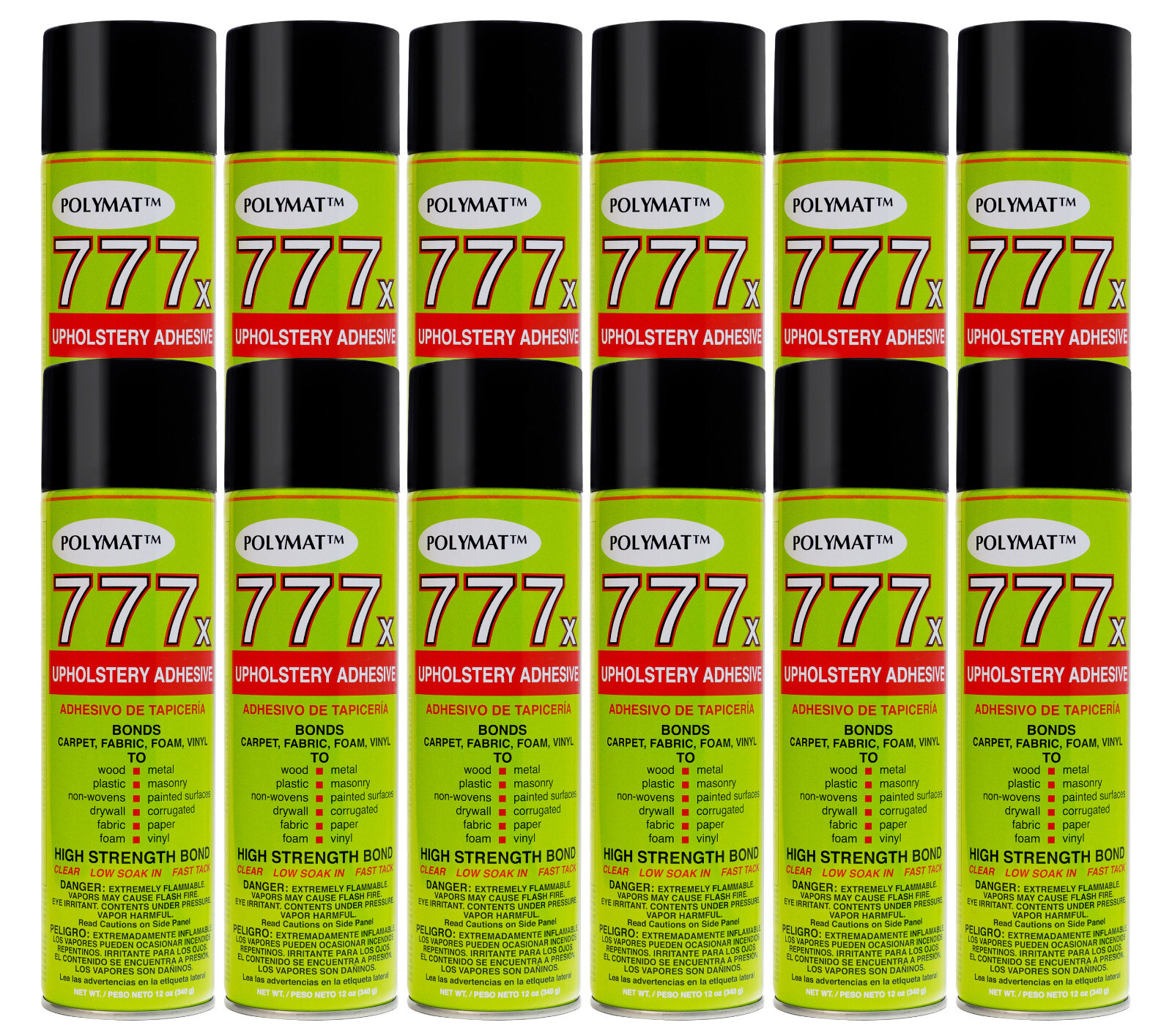 12 Polymat 777 PROFESSIONAL SPRAY GLUE ADHESIVE HIGH TACK BOND FABRIC TO FABRIC