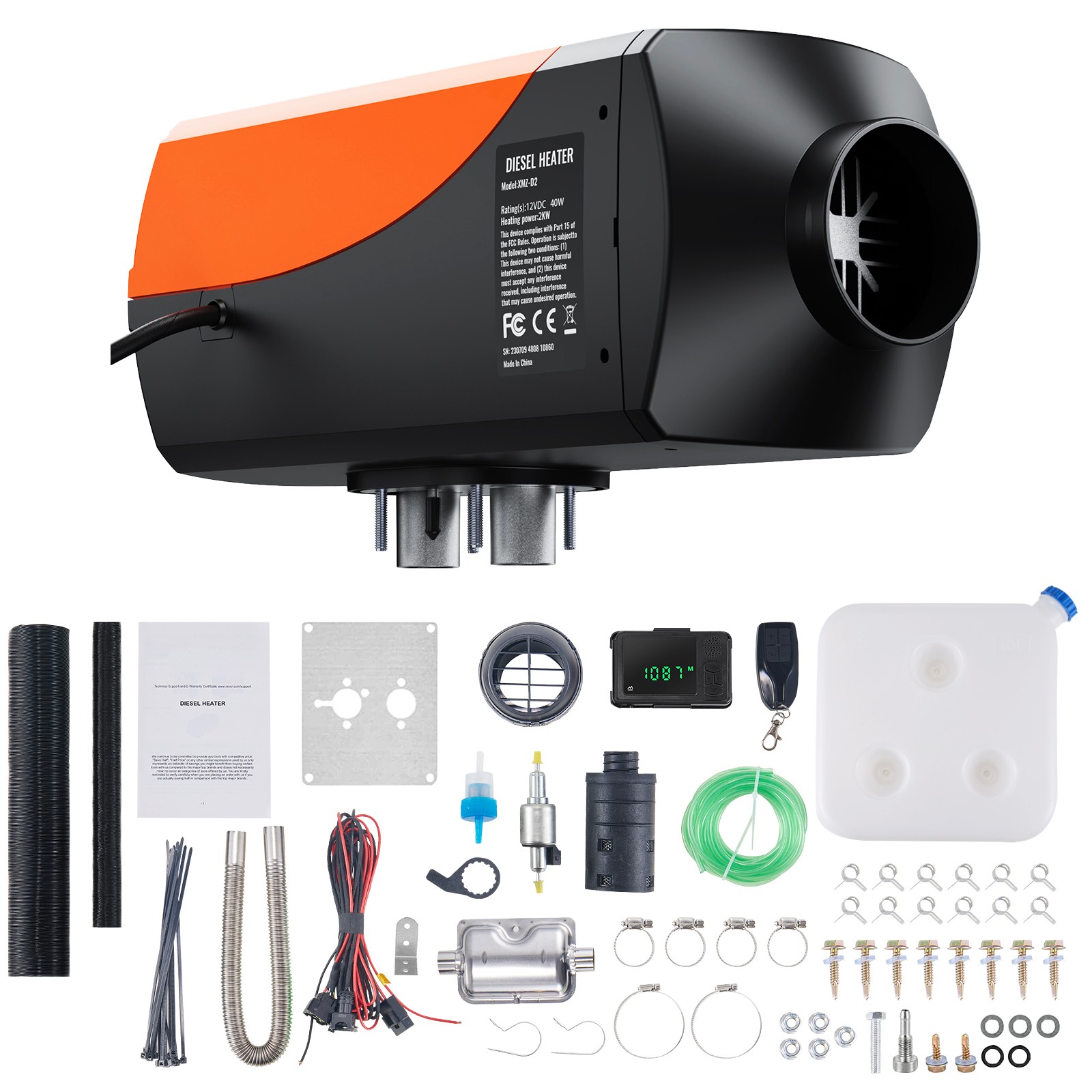 Uimoso 12V 2KW Diesel Air Heater with Bluetooth Control LCD Display for Vehicles