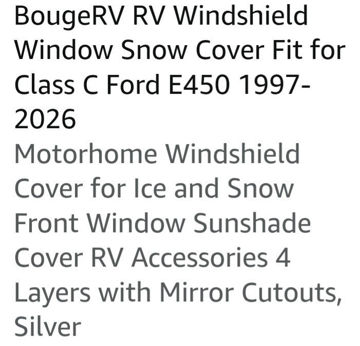 RV Windshield Cover Compatible with Class C Ford 1997-2025, UV Block