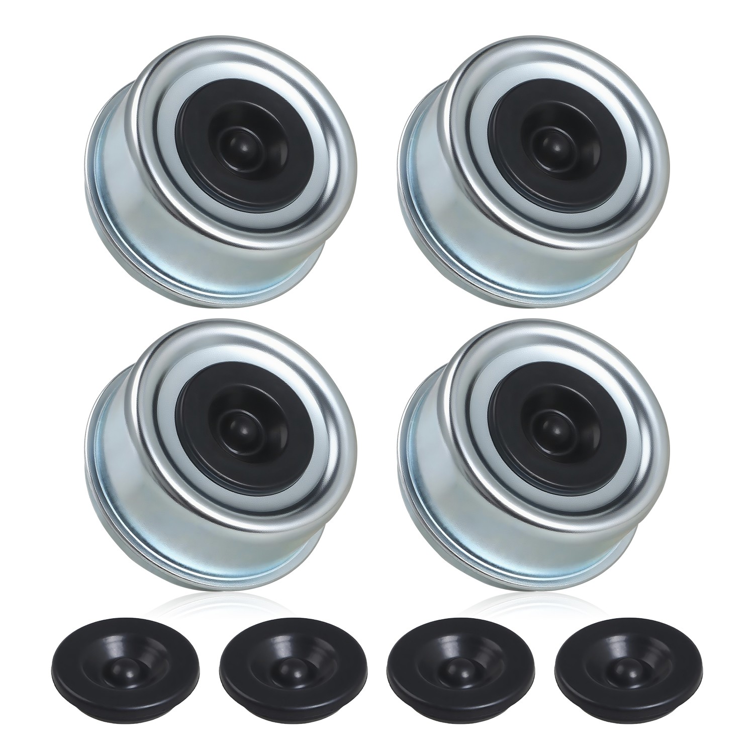 4 Pcs 2.44’’ Dust Caps Trailer Wheel Bearing &4 Rubber Plugs for Dexter EZ Lube