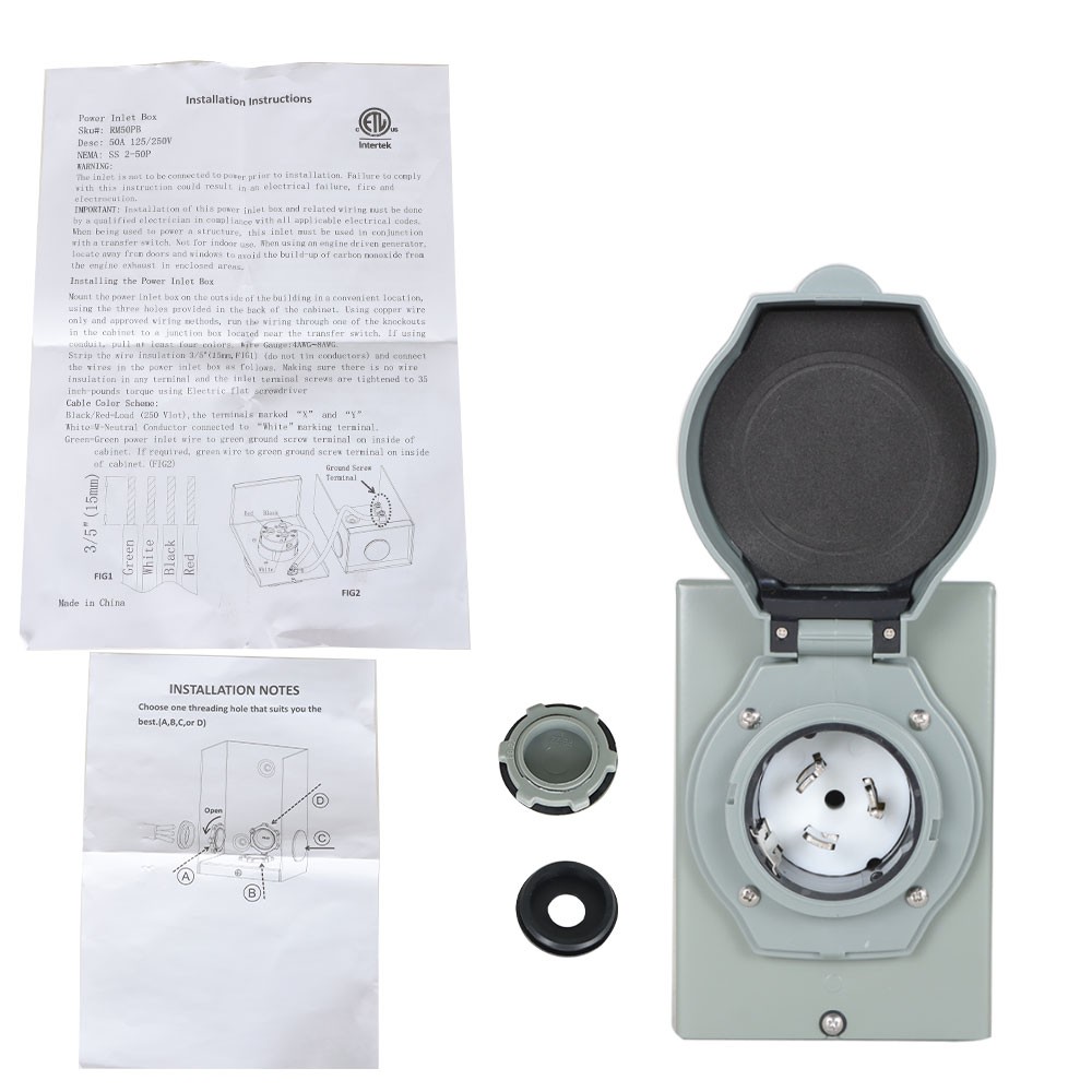 30A Power Inlet Box 7500W Generator Transfer Switch Weatherproof For Outdoor Use