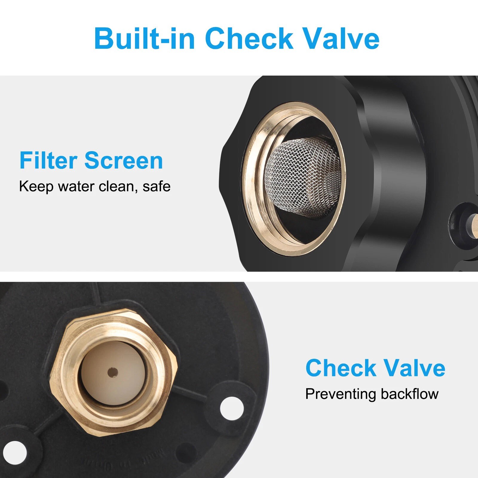 RV City Water Inlet w/Check Valve Flange 3/4″GHT-1/2″NPT Universal Camping Kit