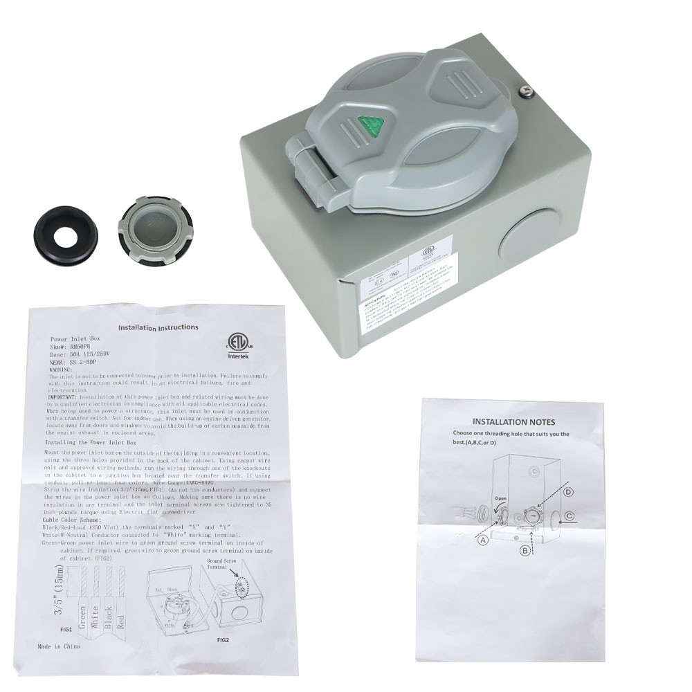 30A Power Inlet Box 7500W Generator Transfer Switch Weatherproof For Outdoor Use