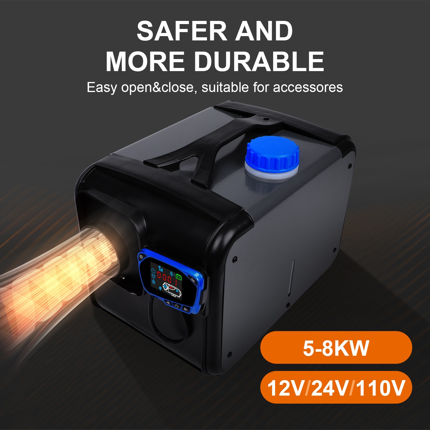 5KW Diesel Air Heater 12V/24V APP Bluetooth & 110V AC Adapter For Car RV Indoors