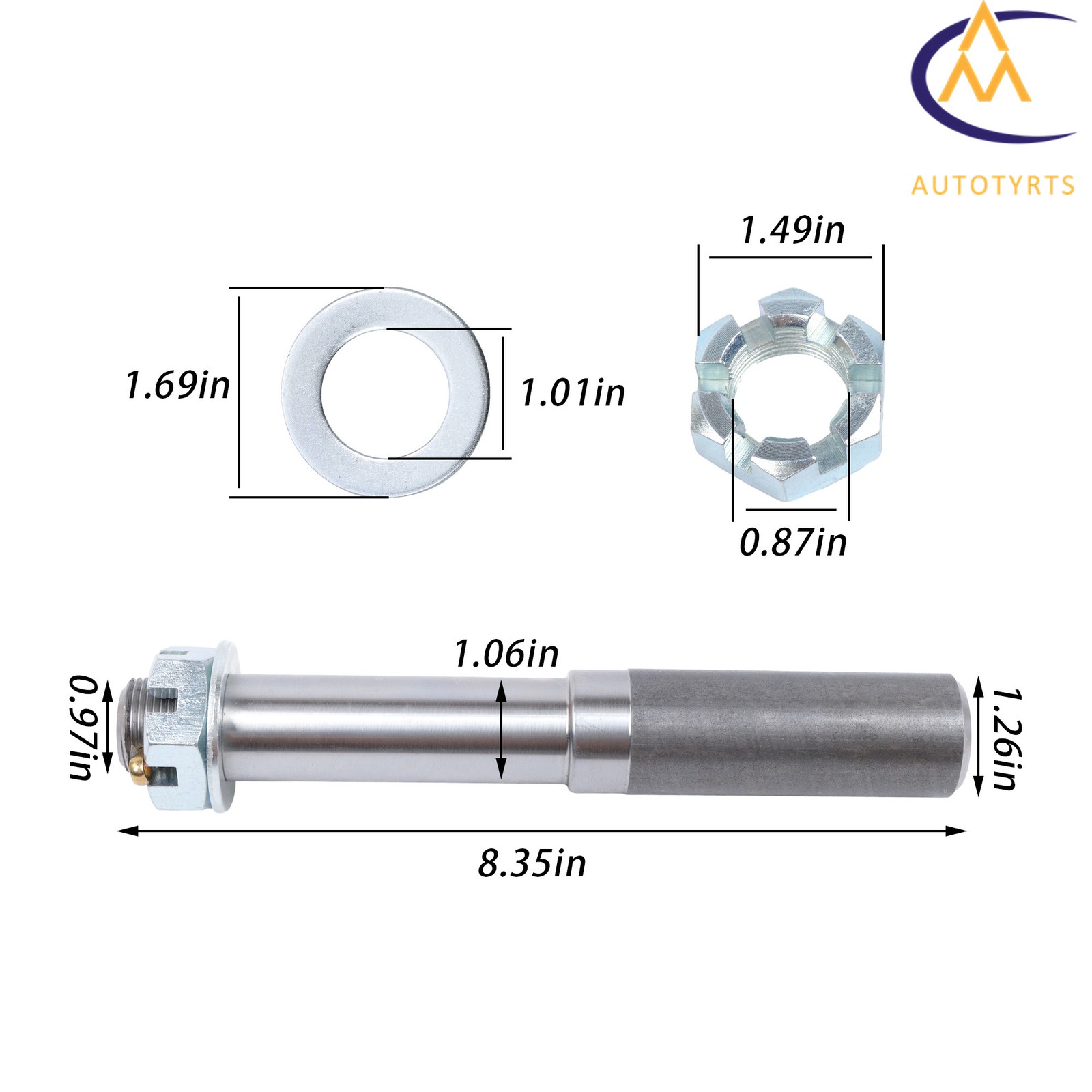 1 Set Round BT16 Spindles For 2000 lbs Axle 1-1/4″ Trailer Spindle-BT16 Assembly