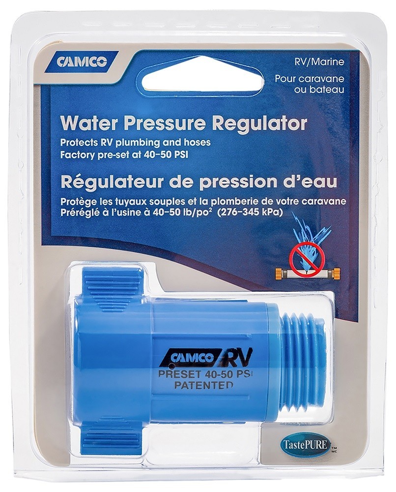 Camco 40143 RV Water Pressure Regulator 40-50 PSI Preset Hose Plumbing Saver