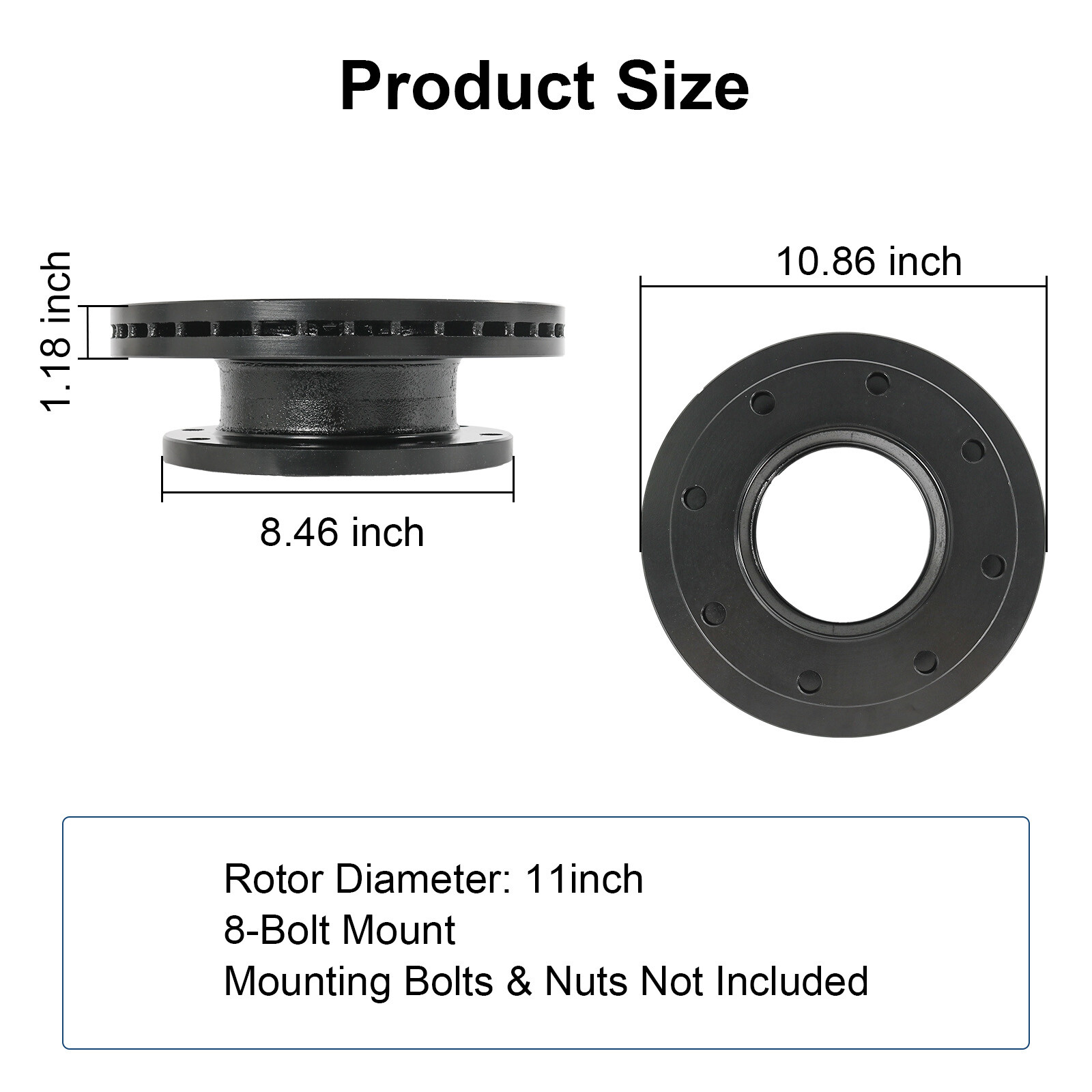 070-006-01 Rotor Disc Brake Fit 10K-12K Axles 11″ Bolt-on 8-Bolt Mount
