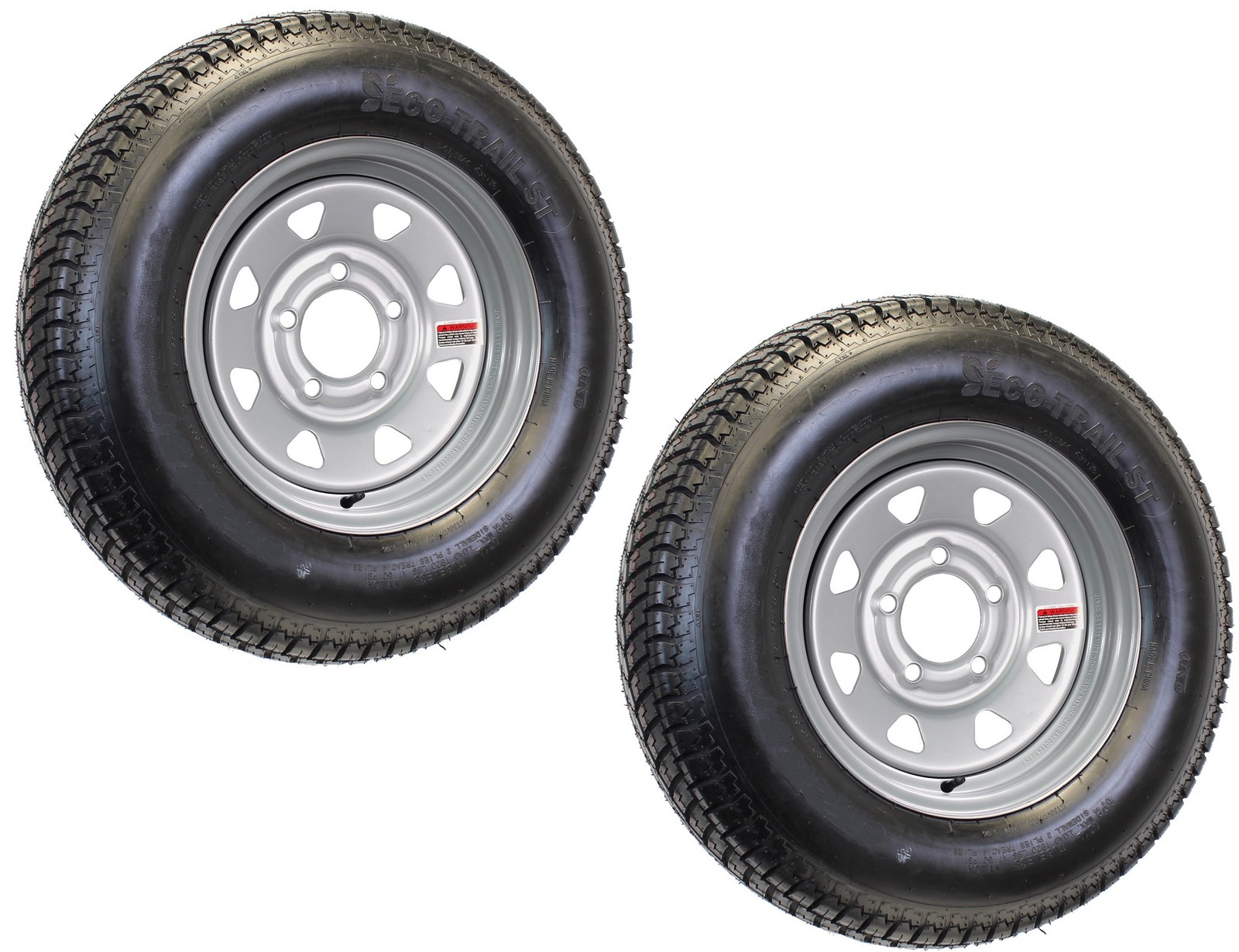 2-Pack Radial Trailer Tire Rim ST185/80R13 13 Inch LRC 5 Lug Silver Spoke Wheel