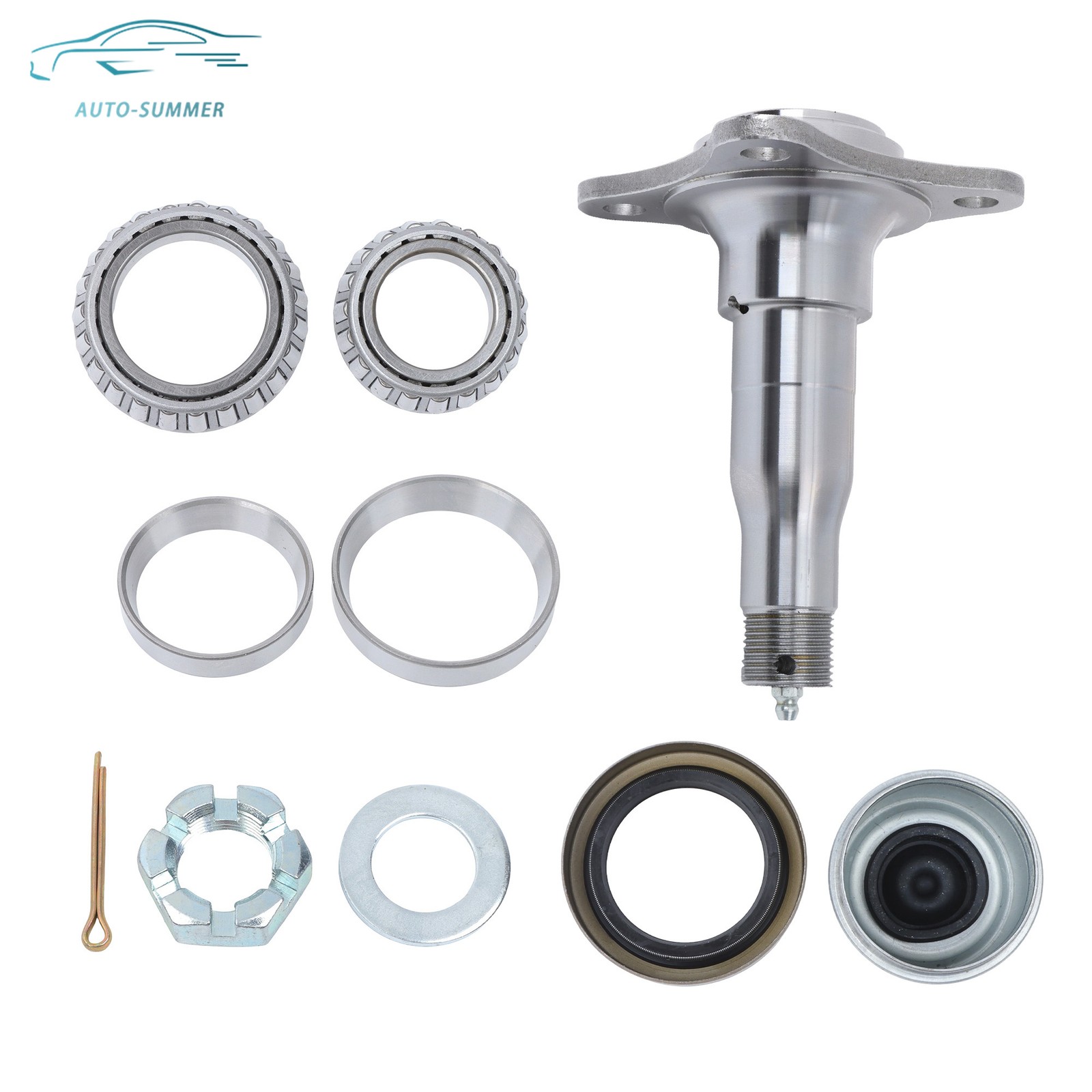 Weld-On Round #84 Trailer Spindle w/Brake Flange w/Bearing Kit For 3500 lbs Axle