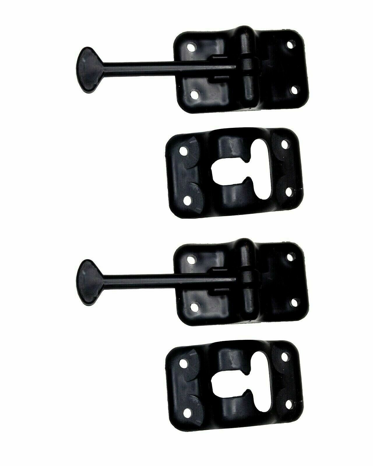 2 Black 4″ T-Style Door Catch Latch Holder RV Camper Trailer Cargo Made in USA