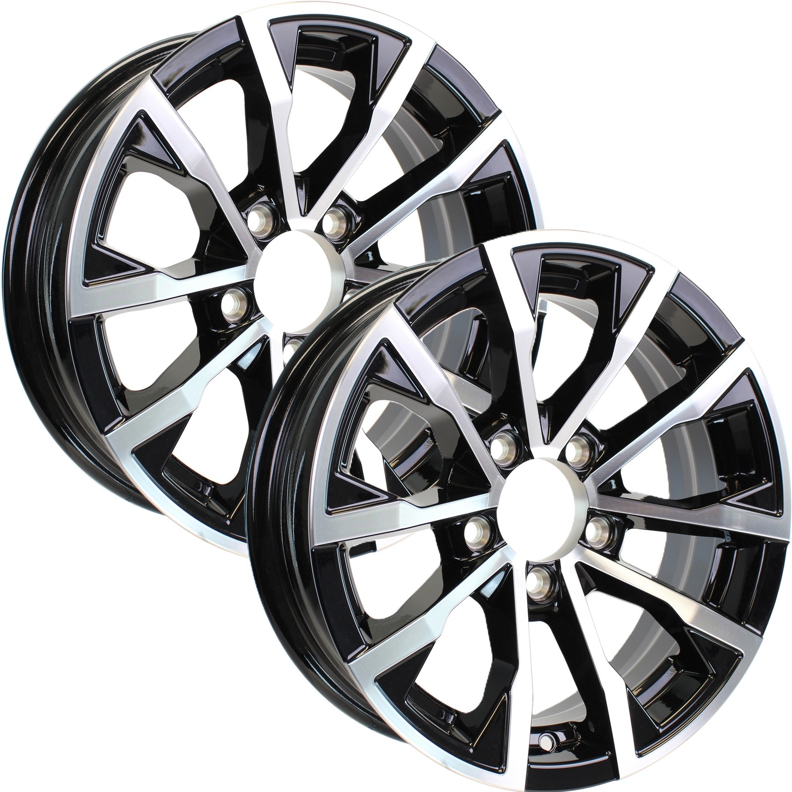 eCustomrim 2-Pk Aluminum Trailer Wheels 15X5 15″ 5 Lug 4.5 Center Edge Black Rim