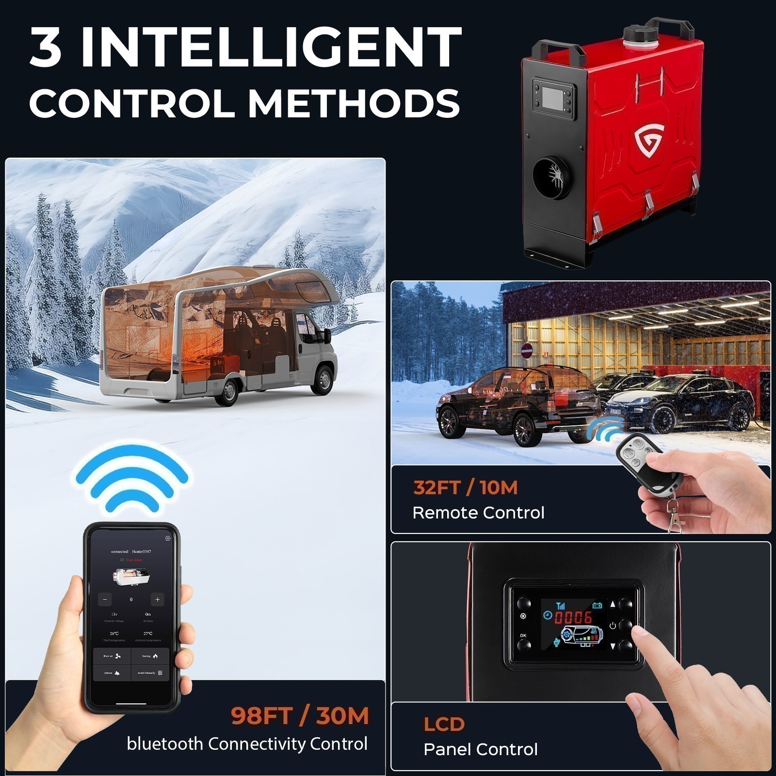 2 Pack Diesel Air Heater 8KW 12V All In One LCD Thermostat Boat Motorhome Truck