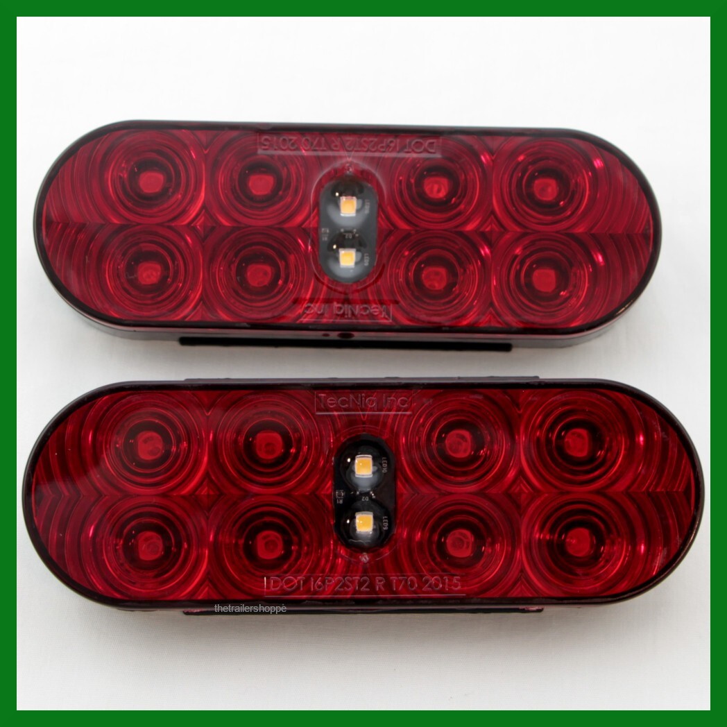 Red & White 6″ Oval Grommet Mount Stop Tail Turn, Reverse Light 10 LED Set of 2