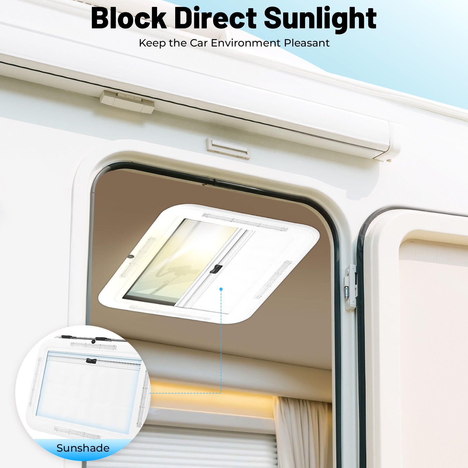 700x500mm Caravan Skylight RV Roof Window Motorhome Venting Hatch w/ LED Light !