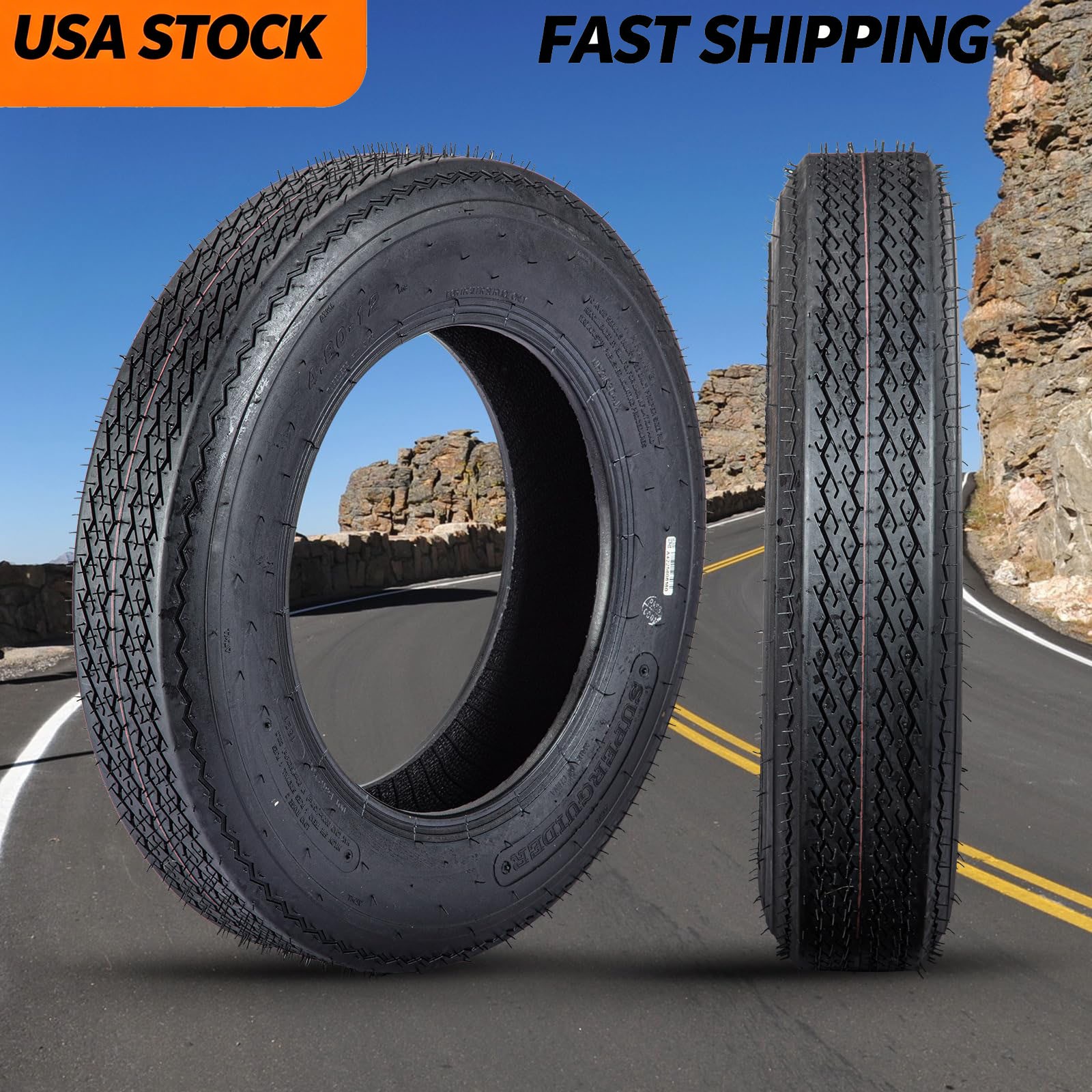 All-Season 4.80-12 Set of 2 Radial Trailer Tires 6PR Load Range C Fit 12″ Rims
