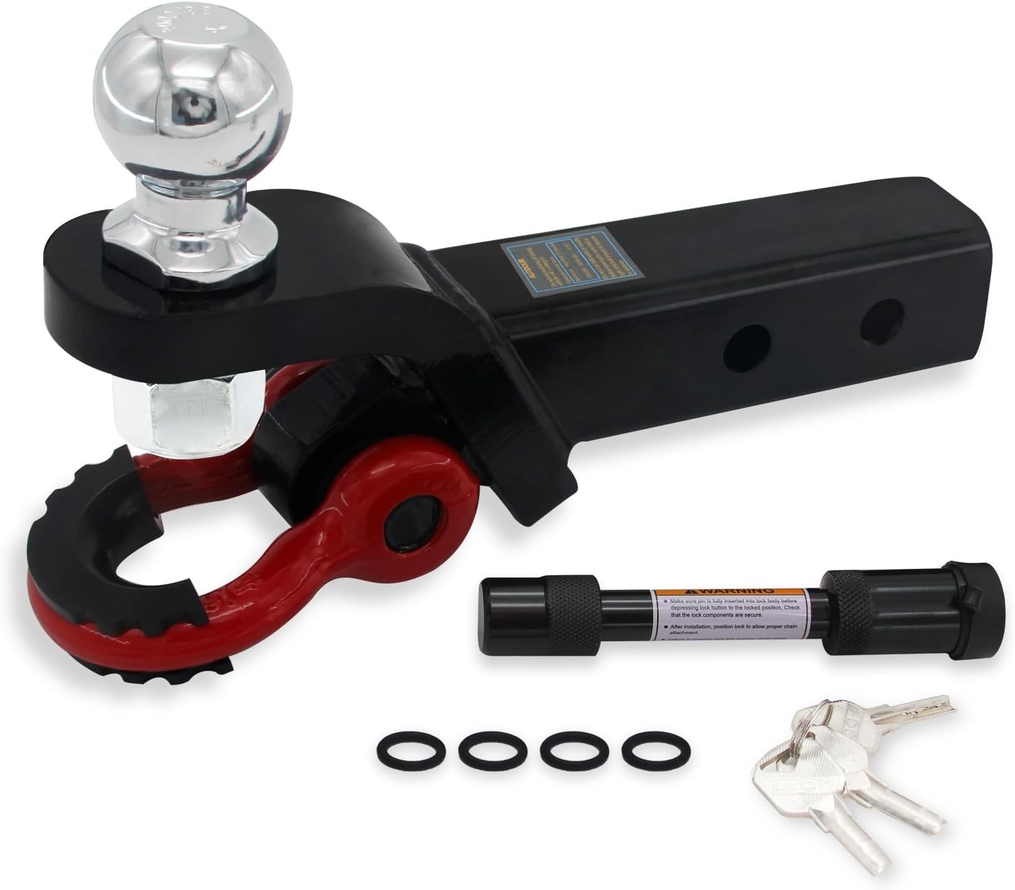 Trailer Hitch Ball Mount2-in-1 w/Tow Shackle 3/4″ Pin Clip 2″ Receiver Truck SUV
