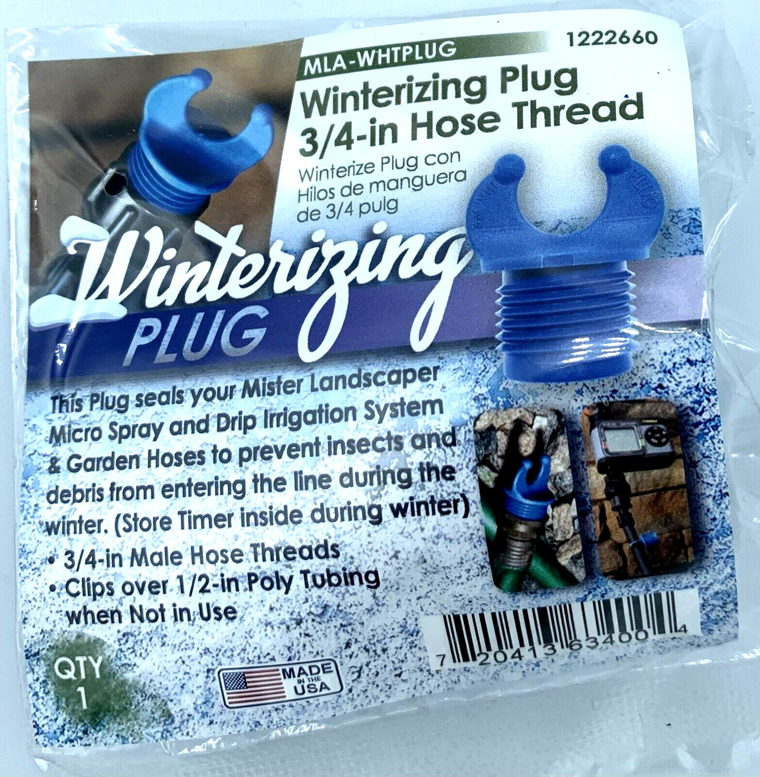 Winterizing Plug 3/4-in Hose Thread – Landscape Irrigation Winter Adapter 3/4″