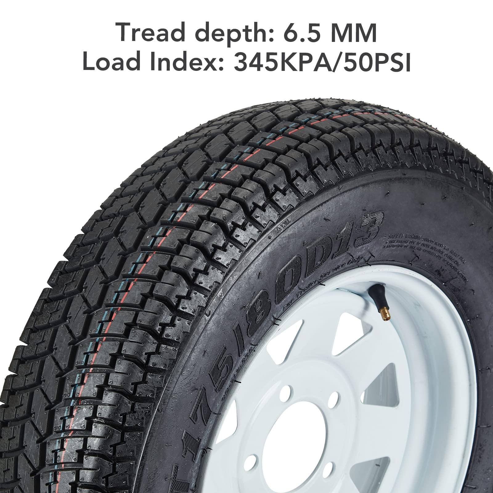 2 Pack Trailer Tire On Rim ST175/80D13 175/80 D 13 LRC 5 Lug White Spoke Wheel