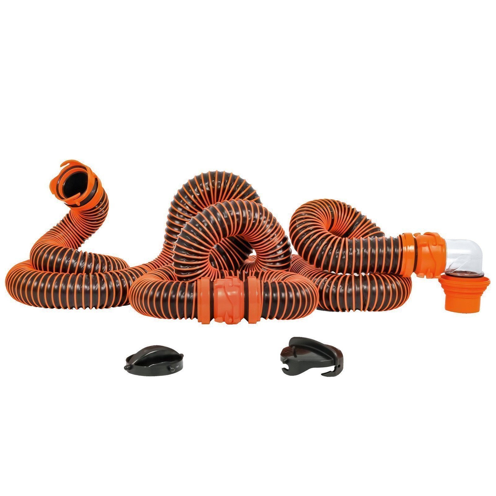 Camco RhinoEXTREME 20′ Sewer Hose Kit w/4 In 1 Elbow Caps