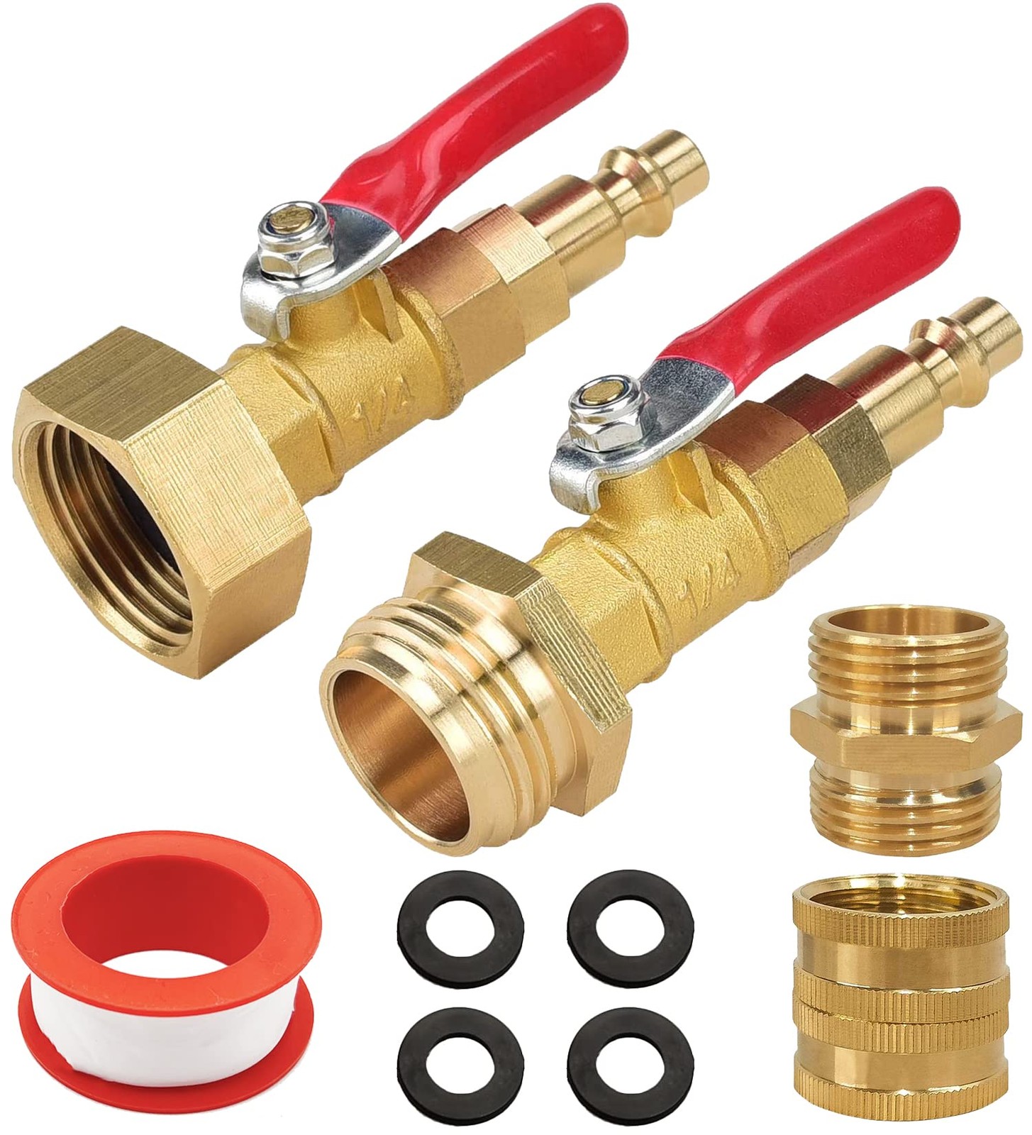 CURHOO RV Winterizing 1/4″ Quick-Connect & 3/4″ GHT, 2 pack, with 2 fittings