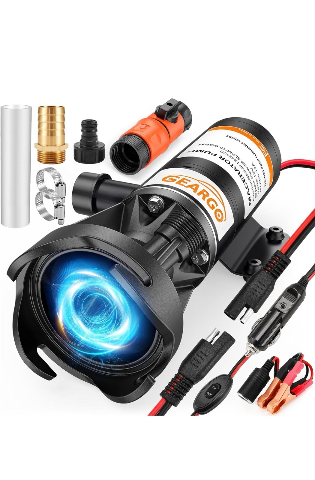 Macerator Pump for RV,Powerful 12V 15GPM Suction 3.2 feet Lift 10 feet Water Rin