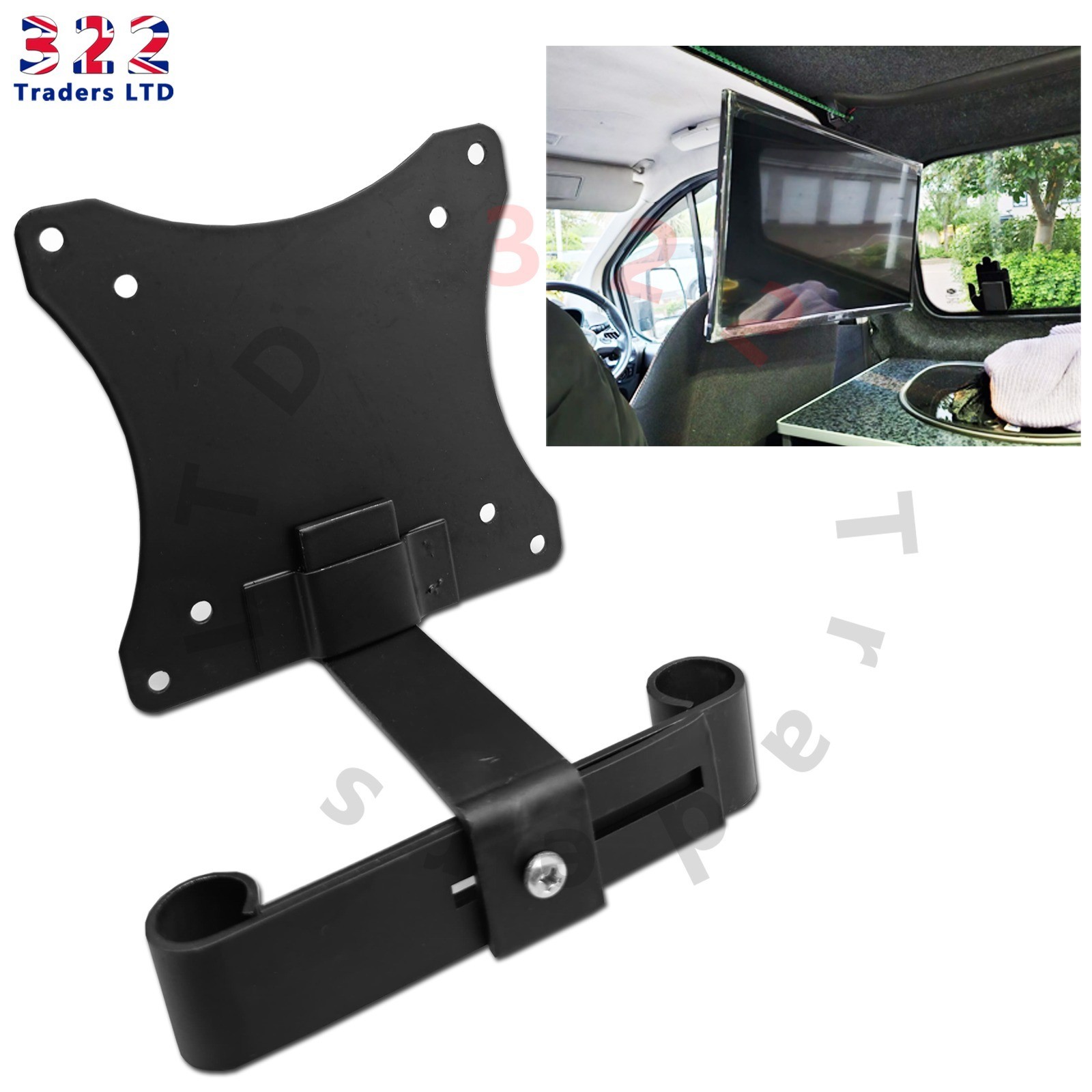 VW T4 T5 T5.1 T6 T6.1 Camper VAN TV Headrest Mount Bracket Compact Easy DIY