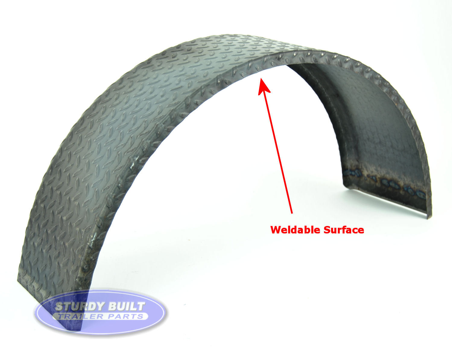 (Qty 2)- Trailer Fenders Single Axle Round Steel Diamond Plate 9″ x 32″ x 15″