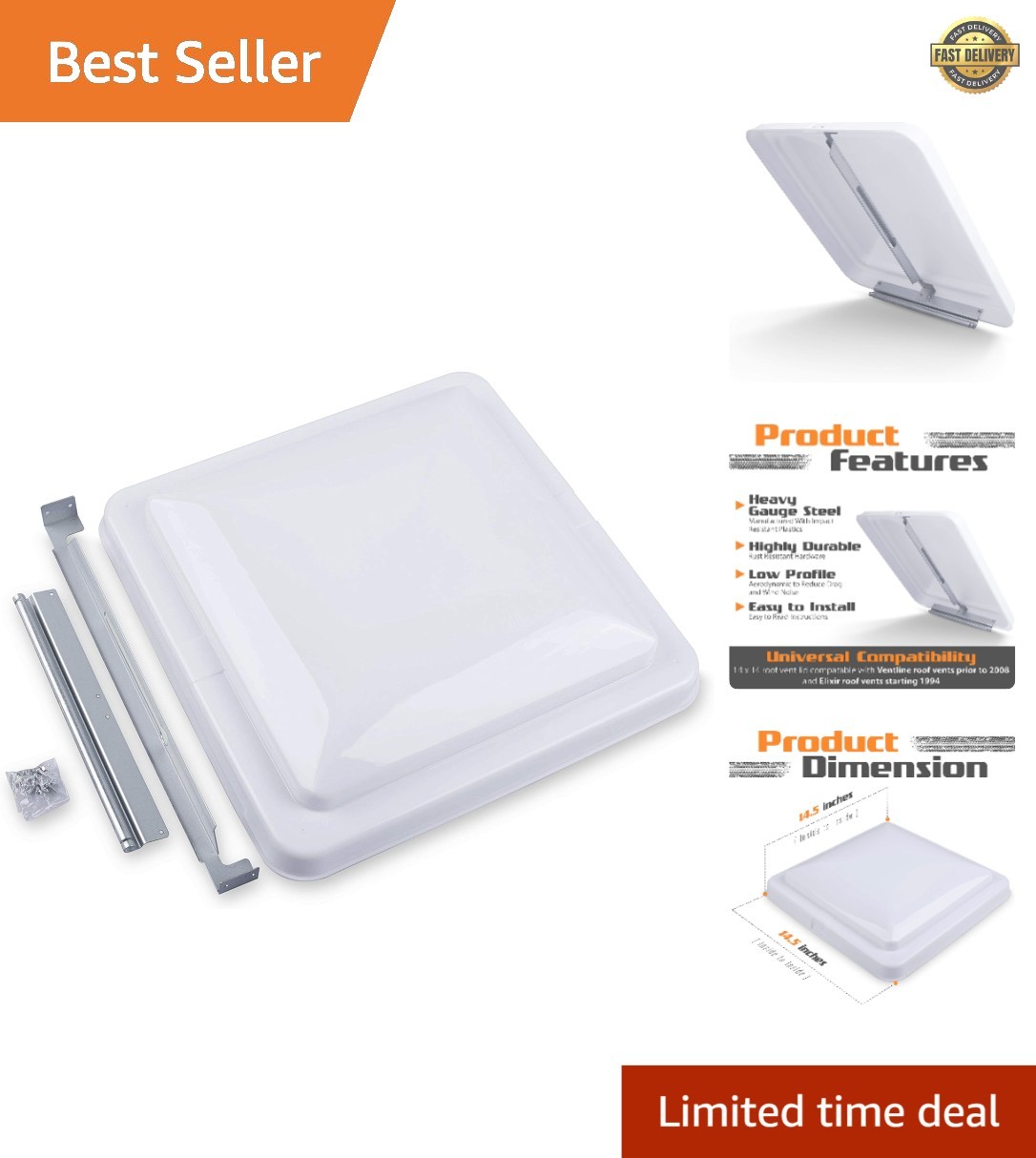 14.5 Inch Universal RV Roof Vent for Trailer, Camper, Motorhome – RV Vent Cov…
