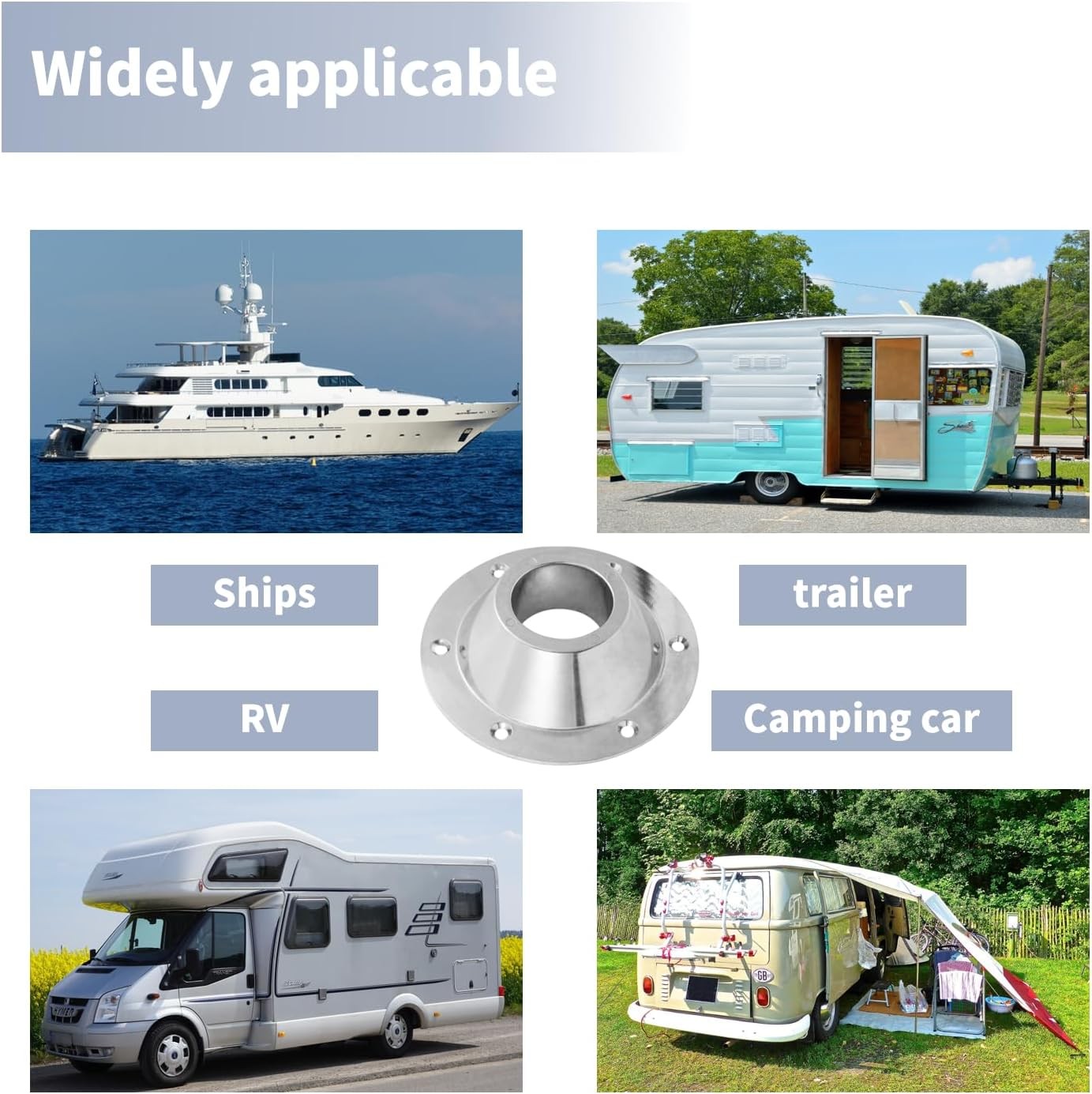 2Pcs Car Table Base Mount RV Dinette Table and Floor Mount Base 6 Mount Aluminum