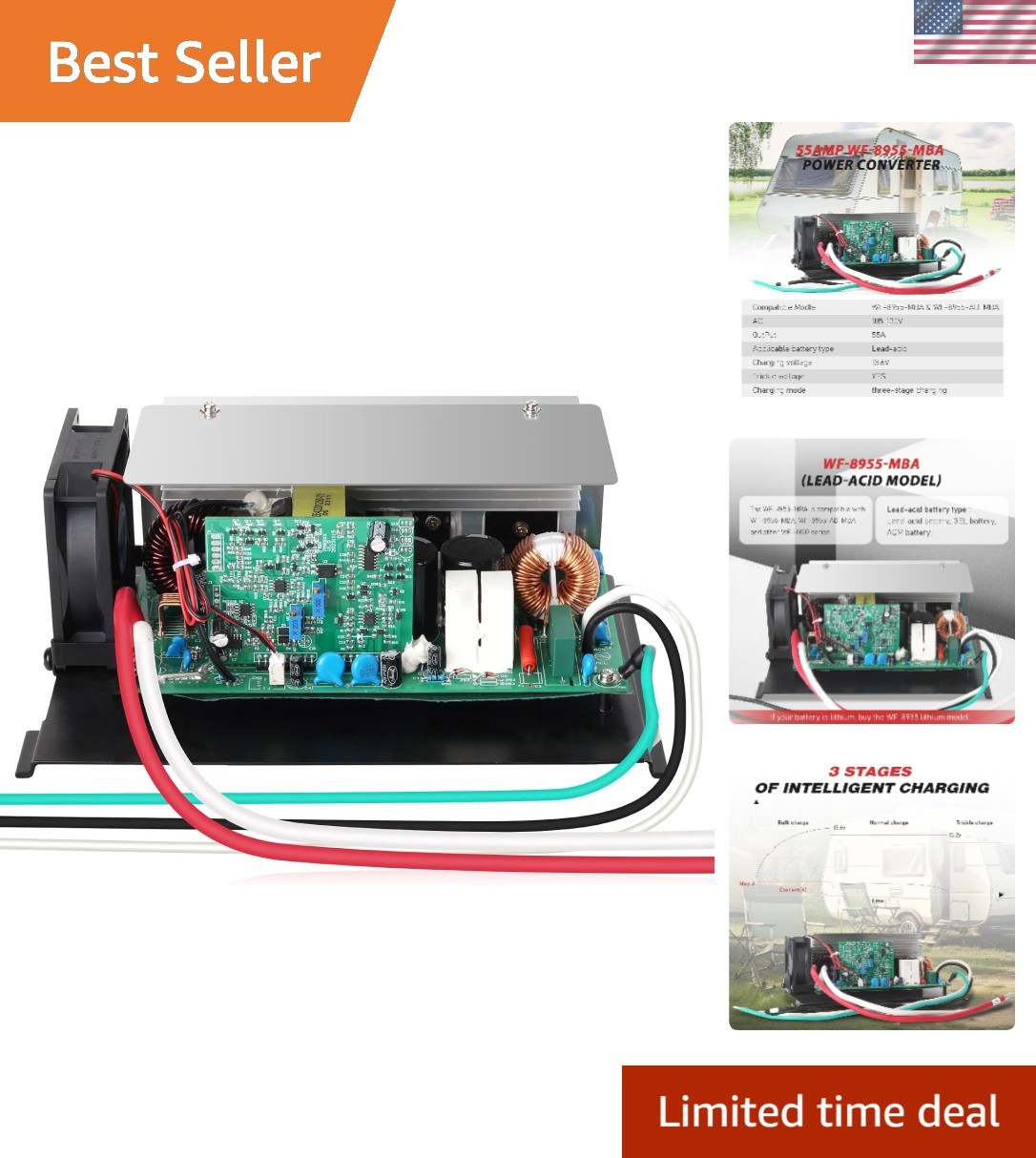 Reliable WF-8955-MBA 55 Amp Power Converter with 3- & Support